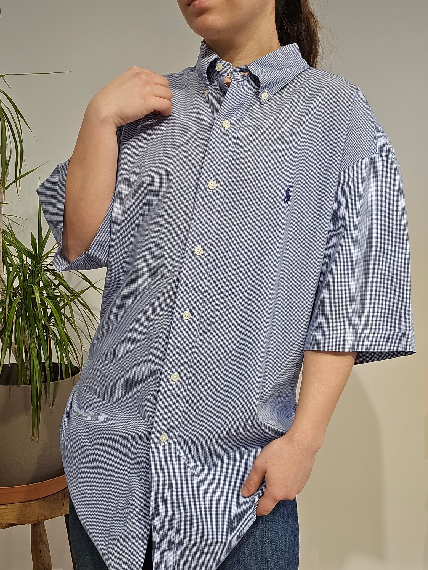Chemise en coton à petit carreaux - L/XL