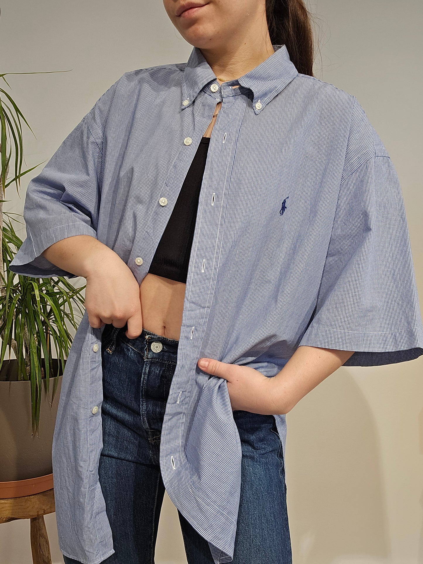 Chemise en coton à petit carreaux - L/XL