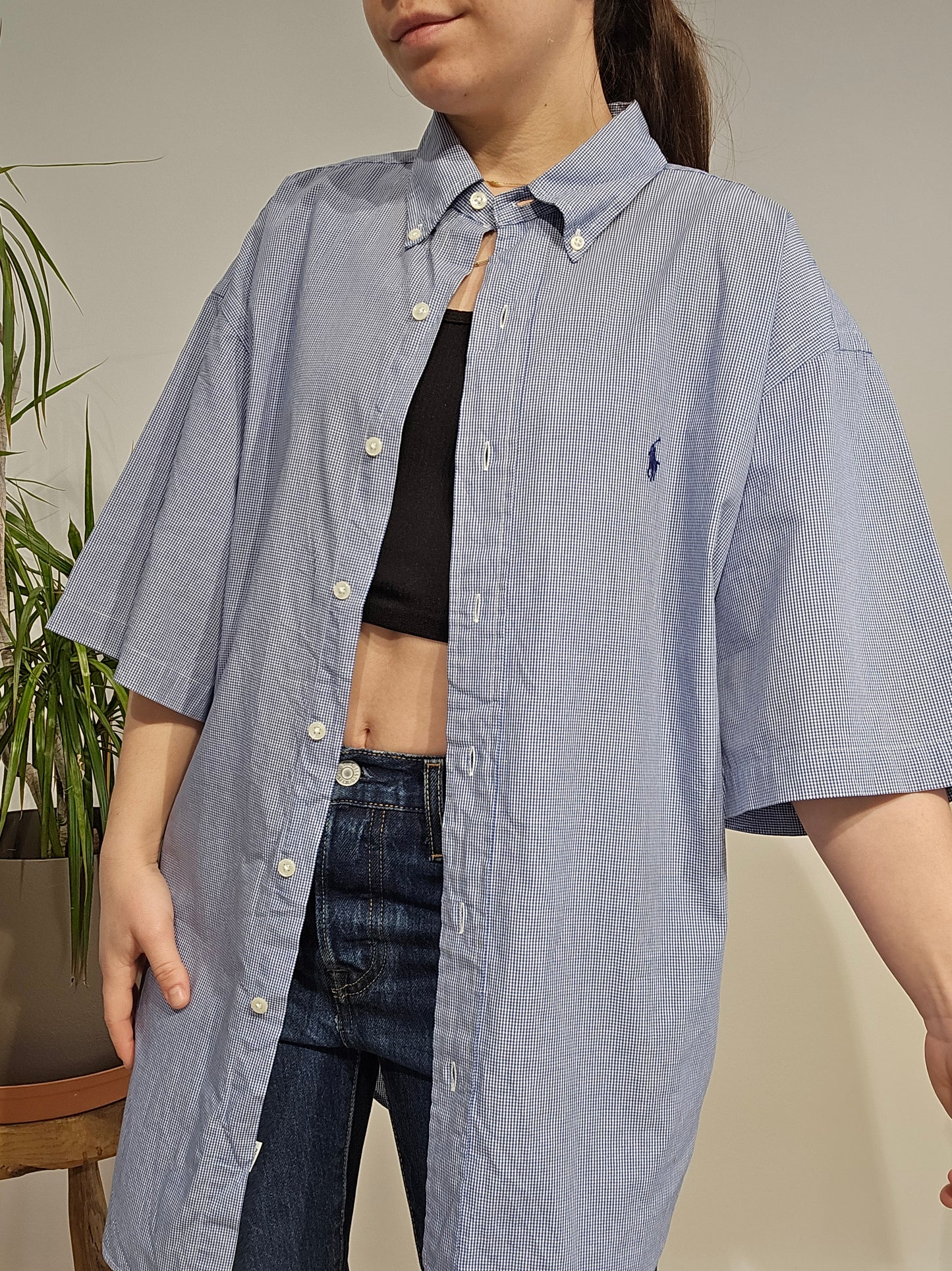 Chemise en coton à petit carreaux - L/XL
