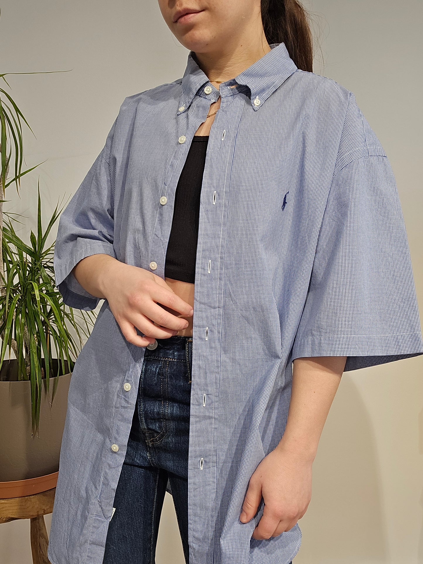 Chemise en coton à petit carreaux - L/XL