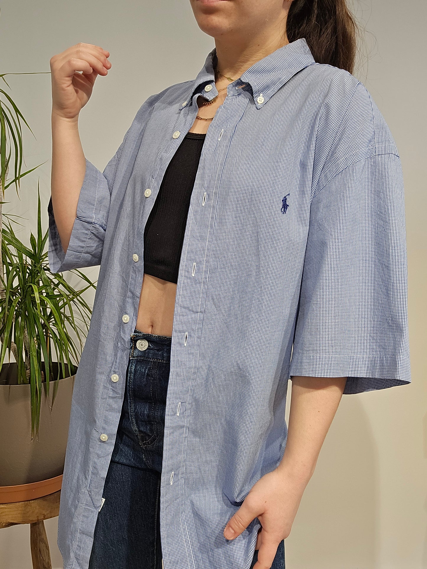 Chemise en coton à petit carreaux - L/XL