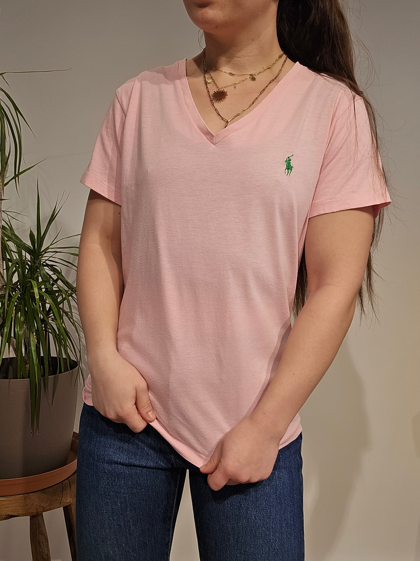 Tee-shirt en coton rose clair - L