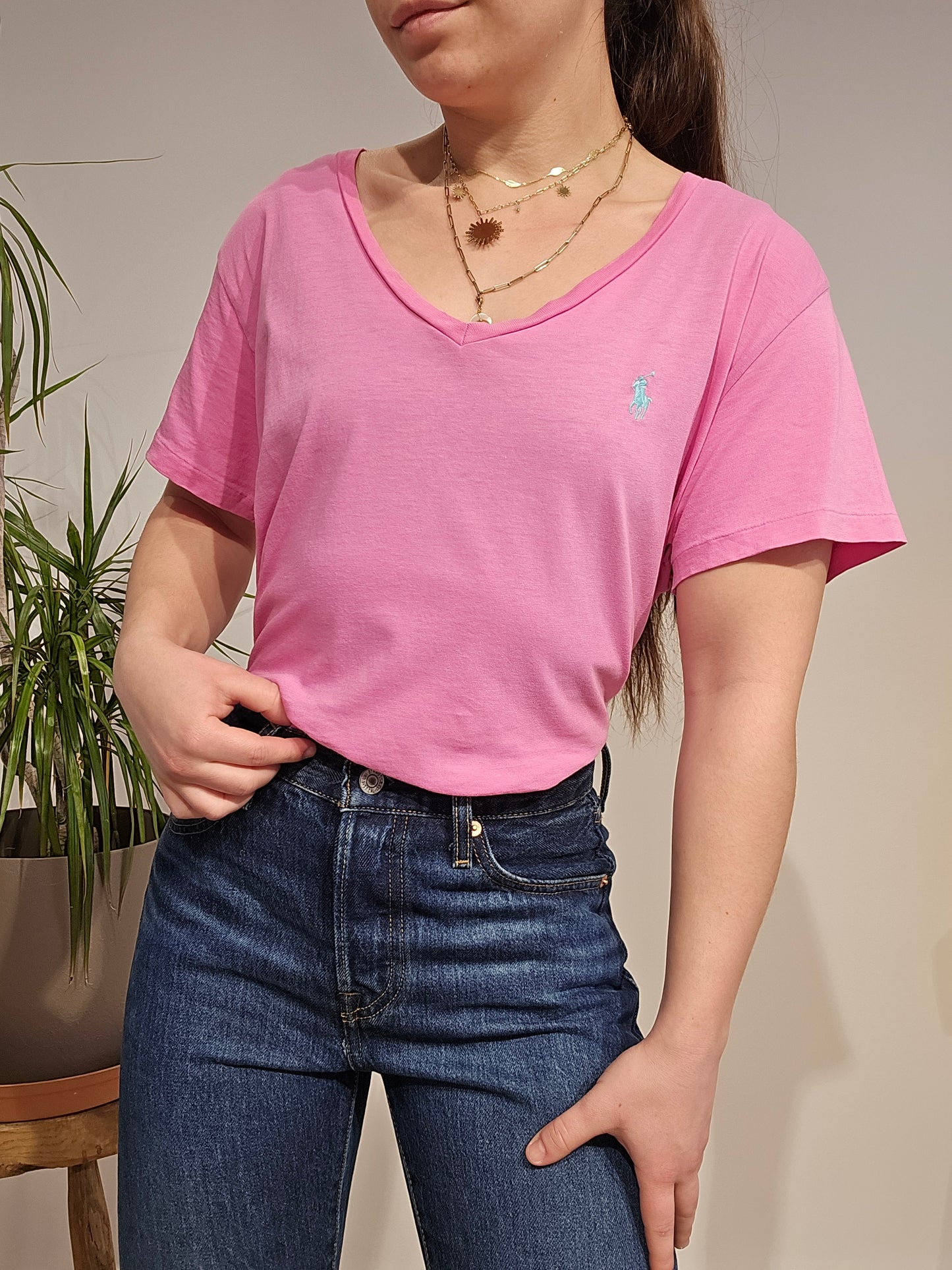 Tee-shirt en coton rose - XL