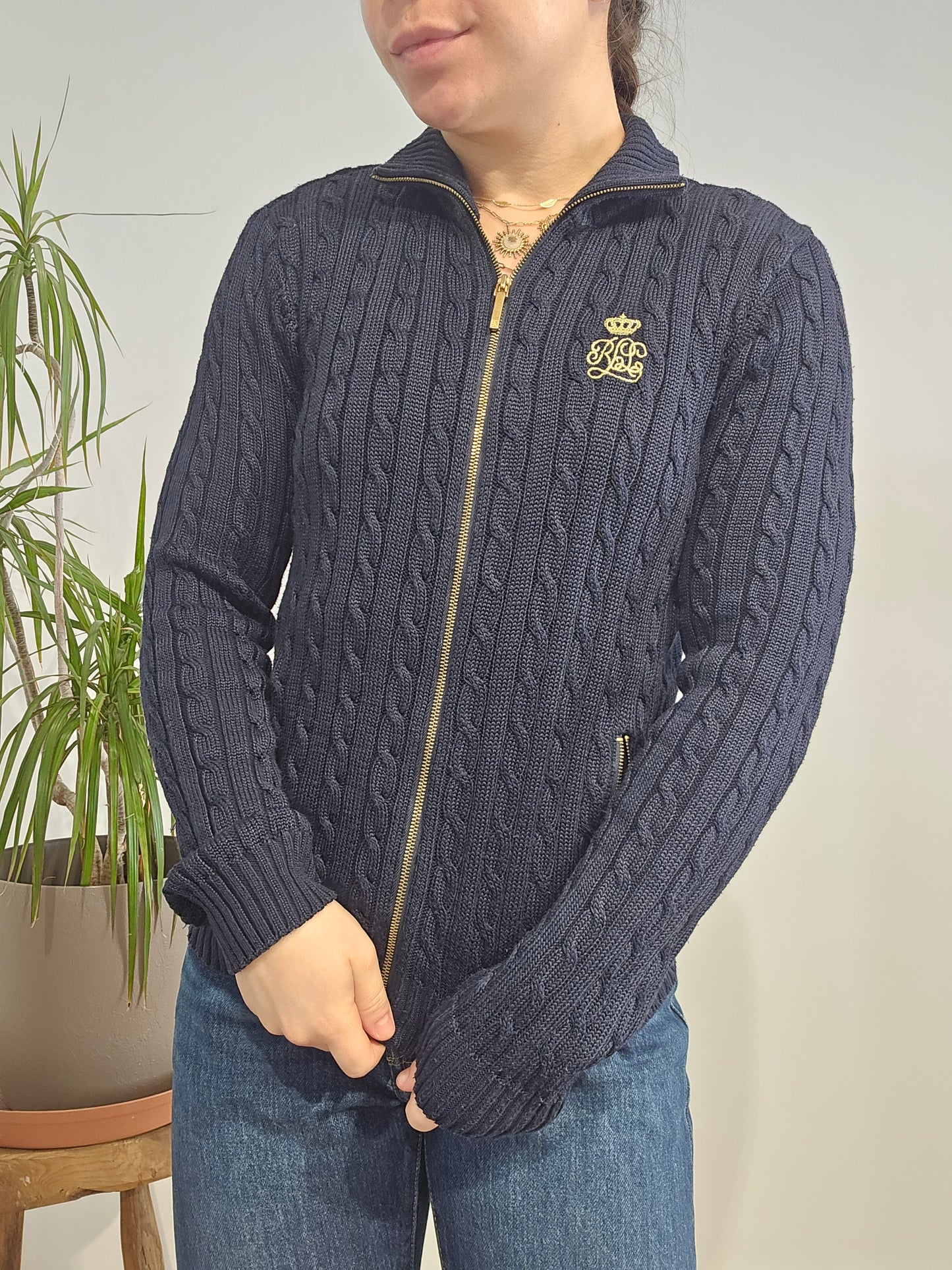 Veste en coton torsadée marine- XS