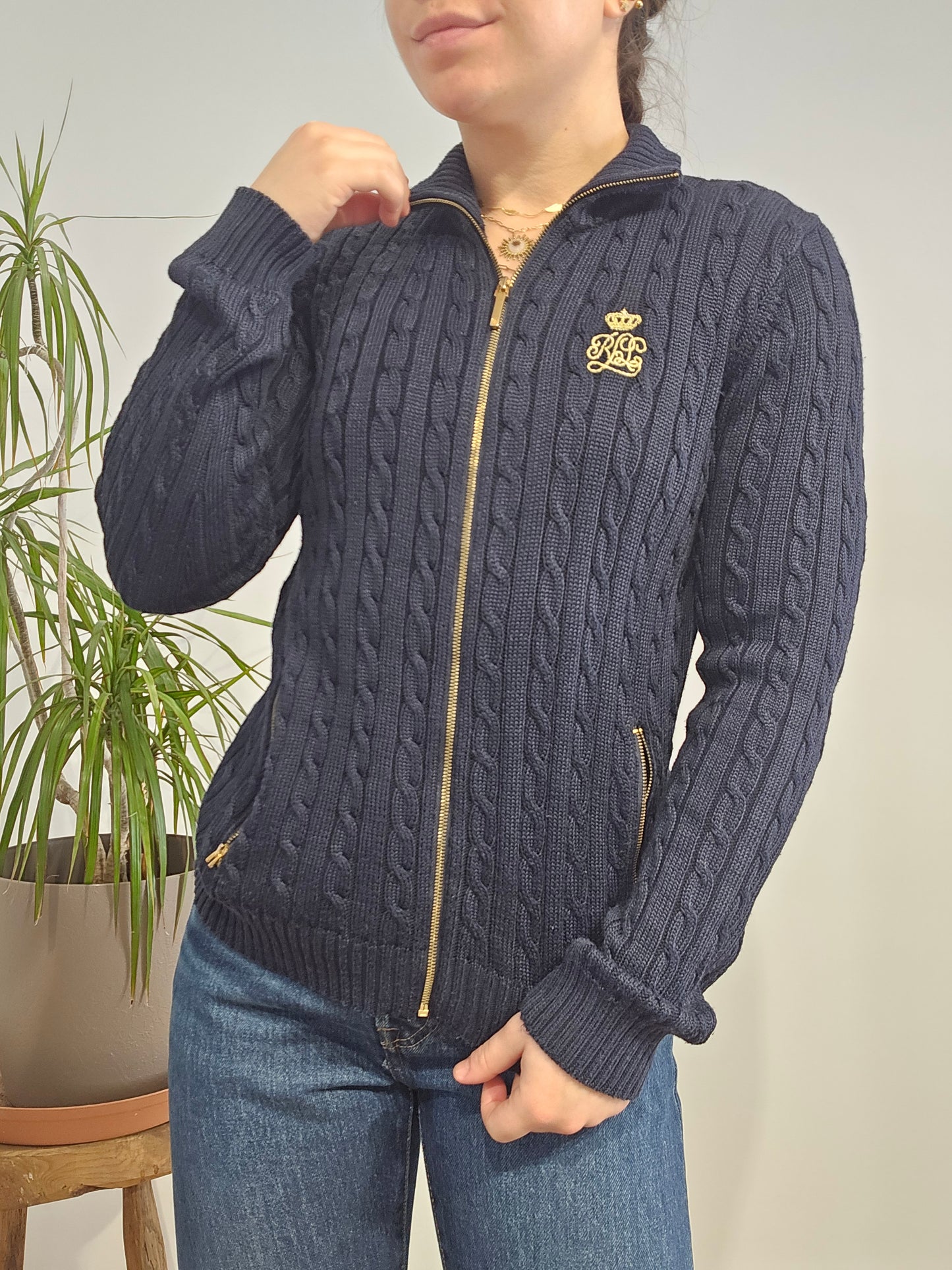 Veste en coton torsadée marine- XS