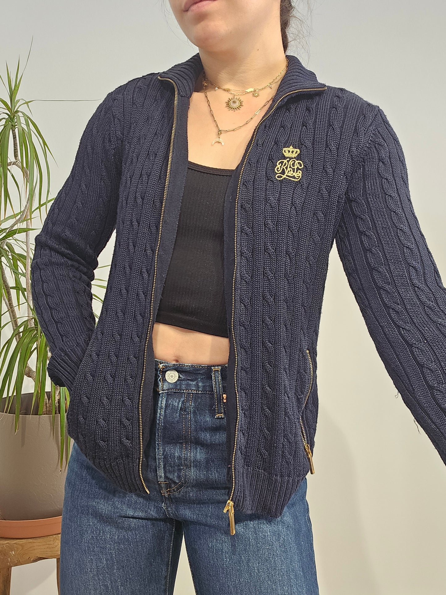 Veste en coton torsadée marine- XS