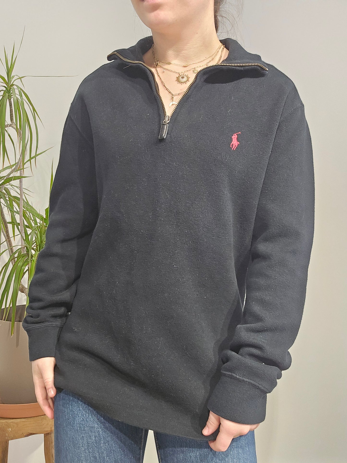 Pull camionneur en coton noir - S