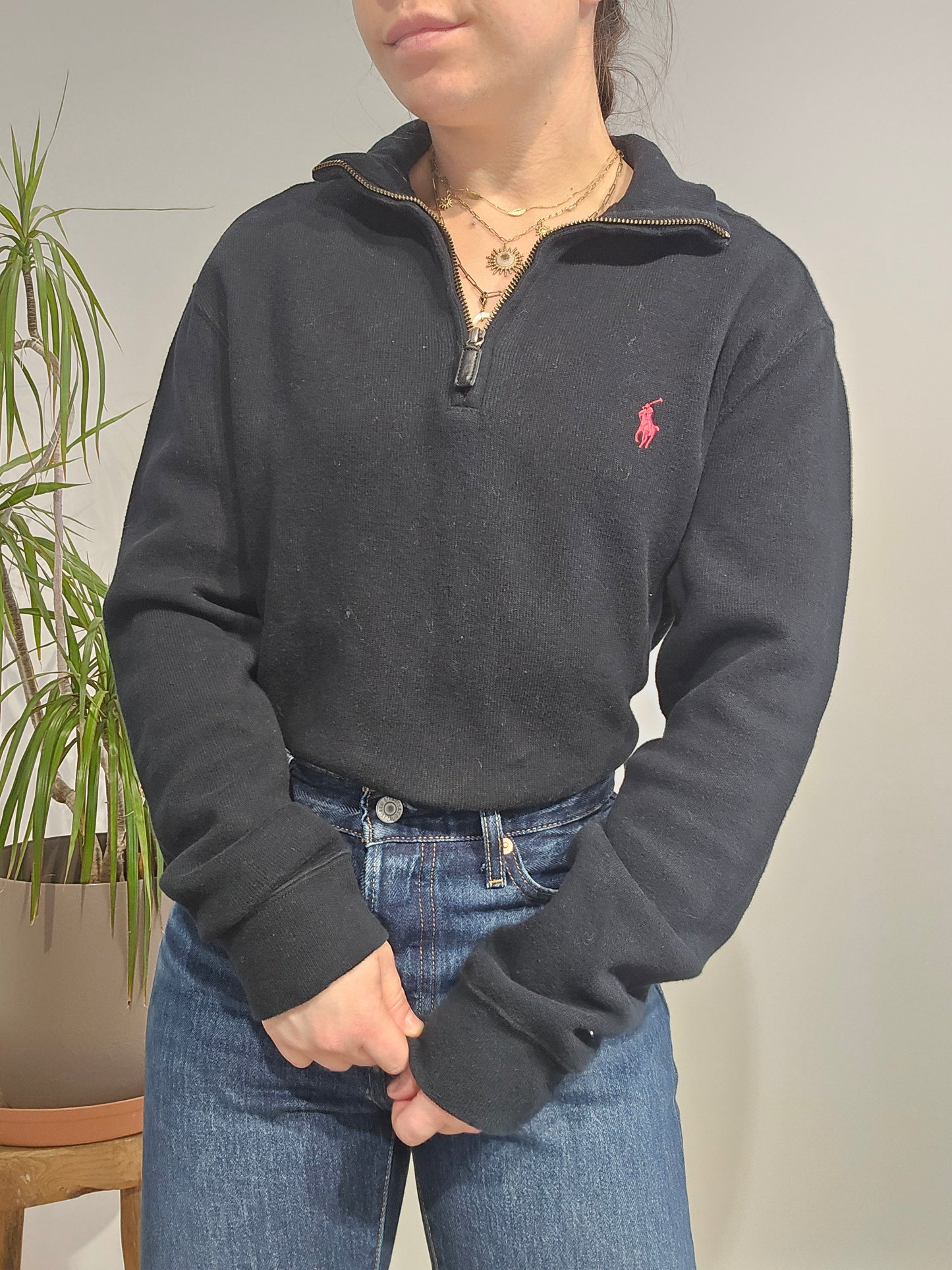 Pull camionneur en coton noir - S
