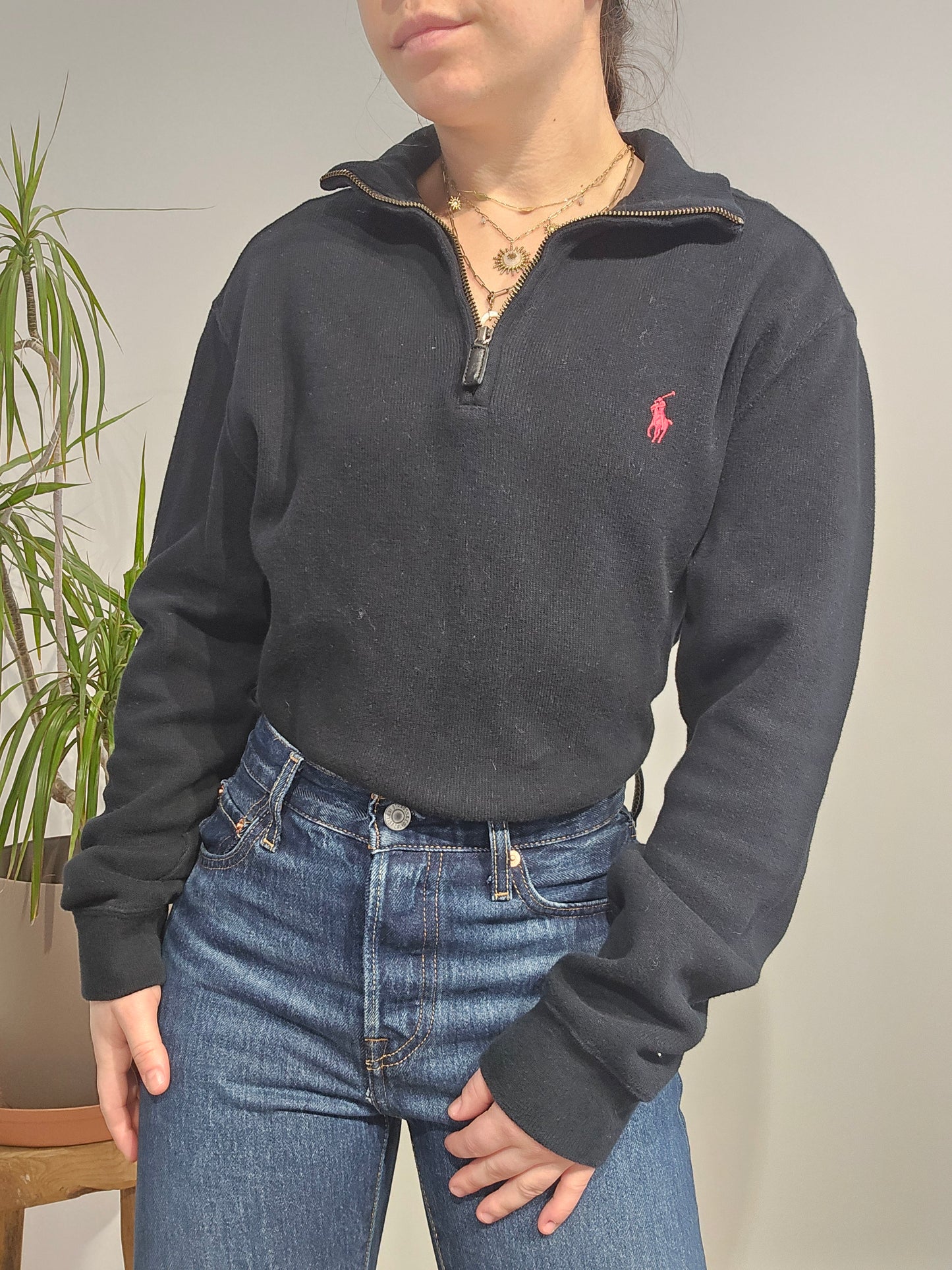 Pull camionneur en coton noir - S