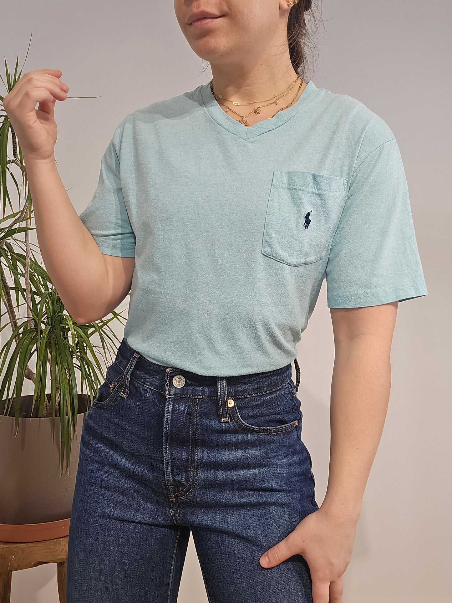 Tee-shirt en coton bleu - S