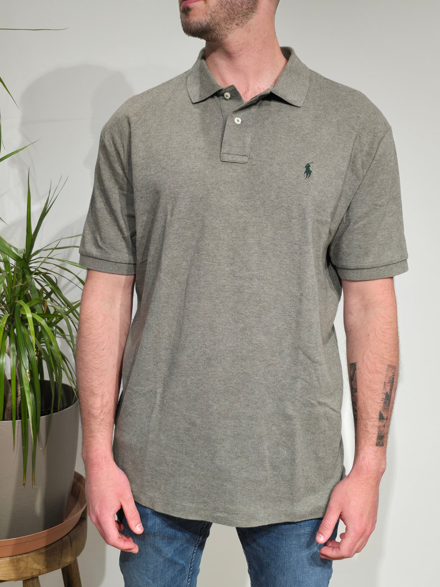 Polo gris anthracite en coton doux - XL
