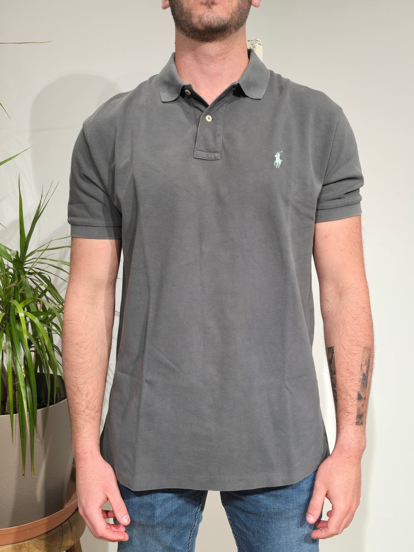 Polo gris anthracite en coton - L/40