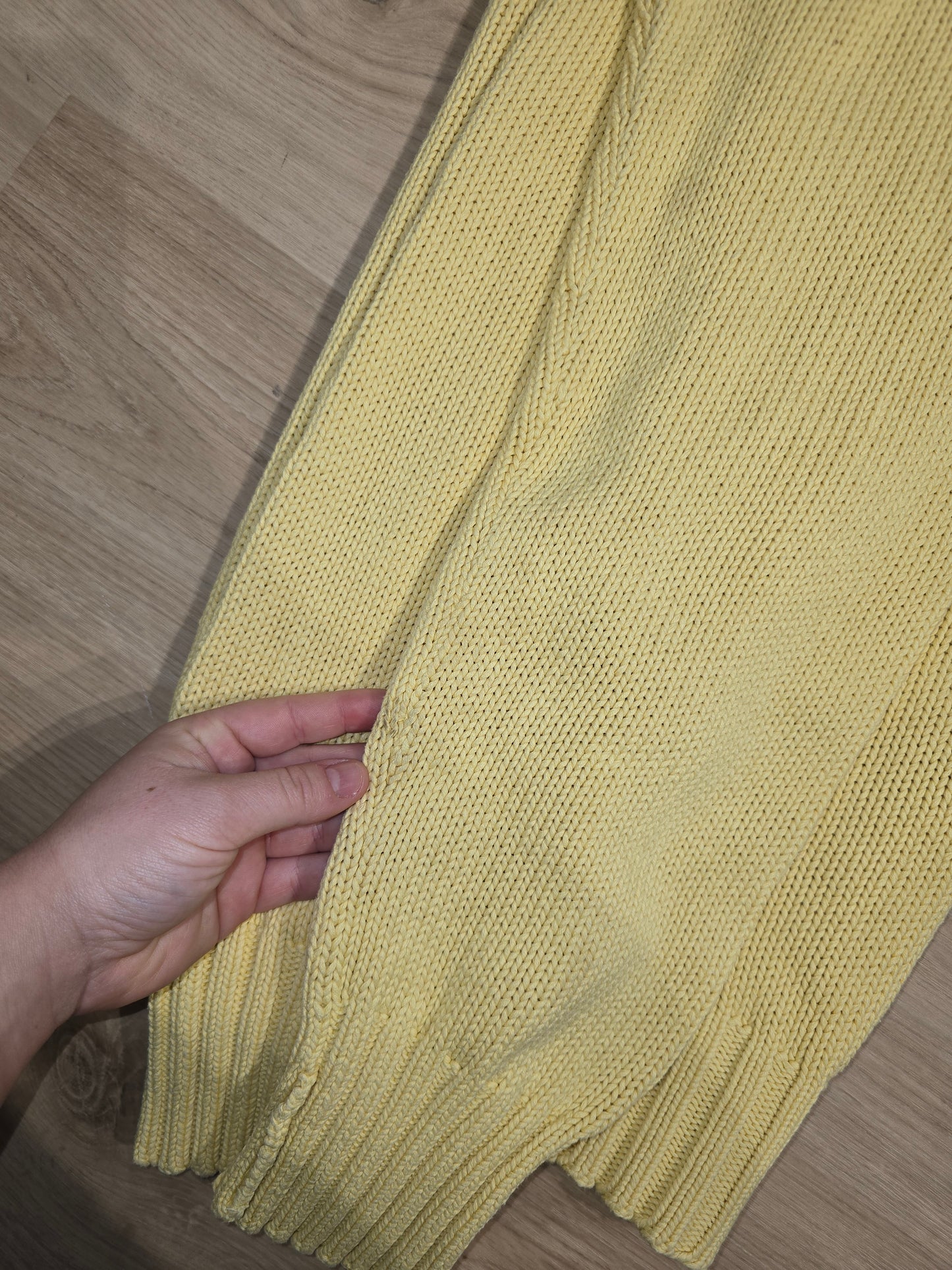 Pull en maille jaune en coton - XL