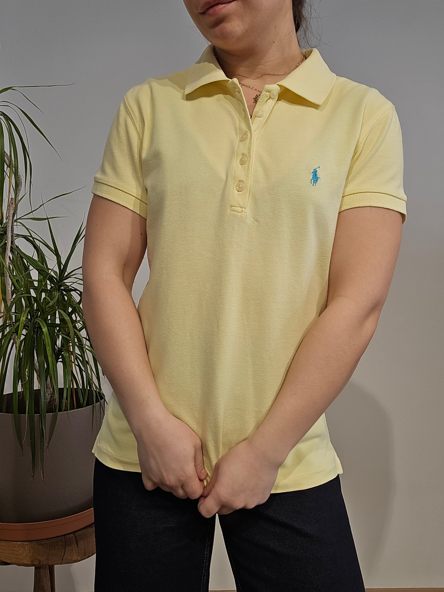 Polo silm fit en coton jaune - M/L