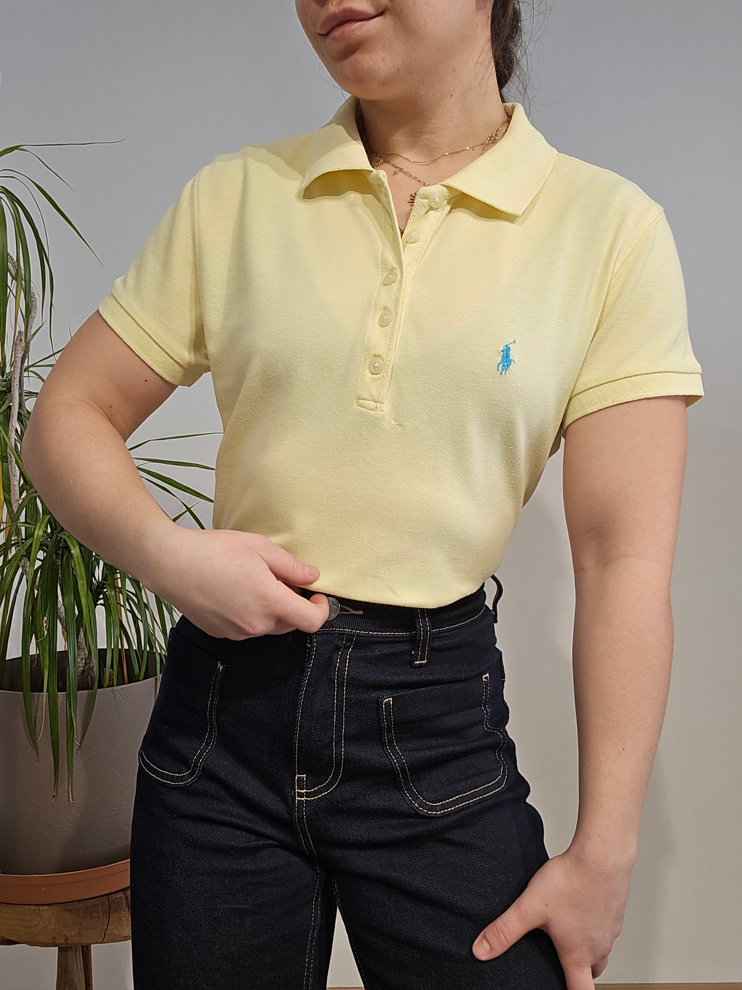 Polo silm fit en coton jaune - M/L