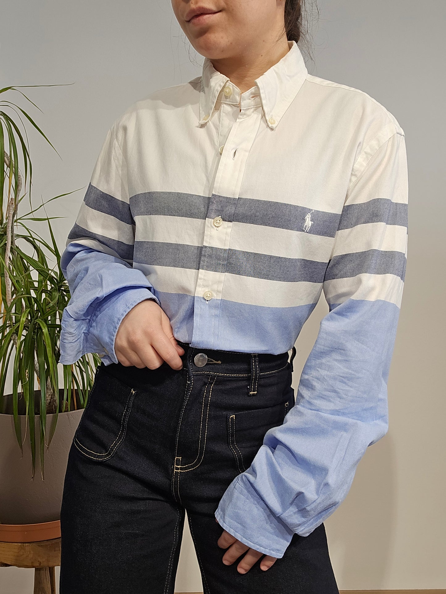 Chemise en coton nuance de bleu - M
