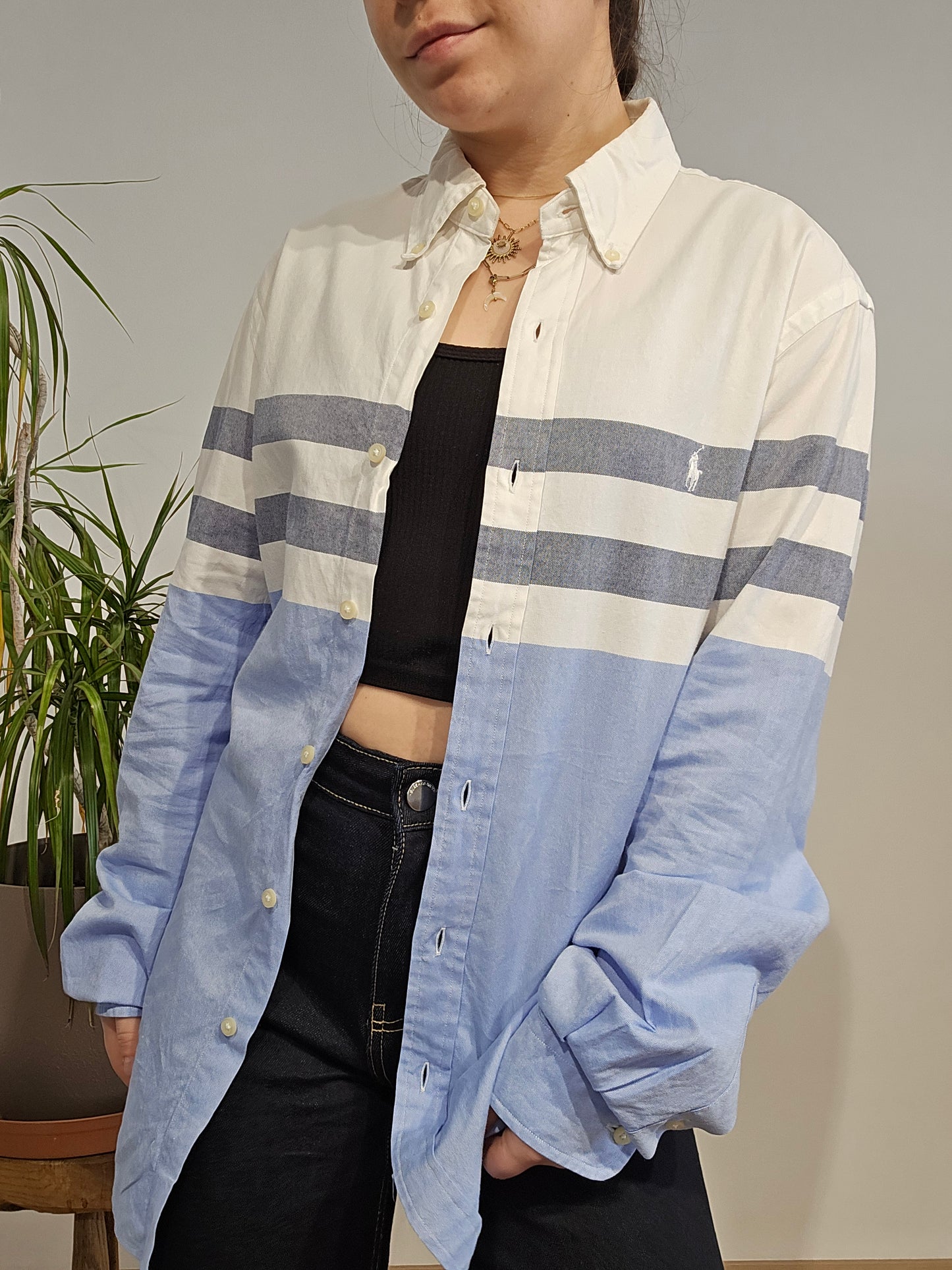 Chemise en coton nuance de bleu - M