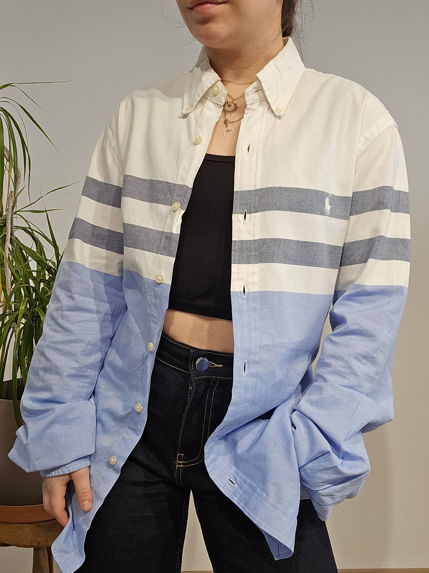 Chemise en coton nuance de bleu - M