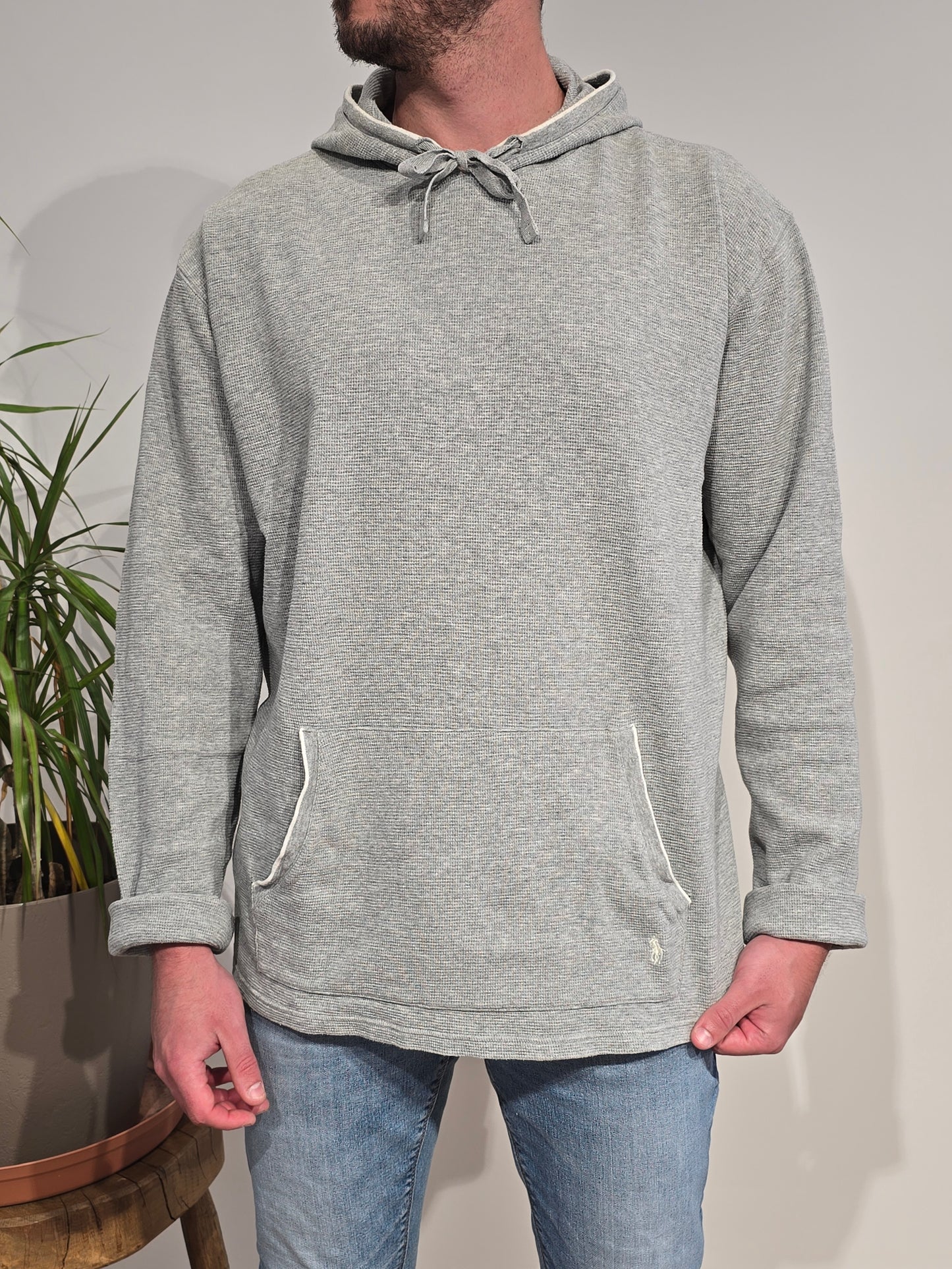Sweat à capuche léger en coton gris - XL