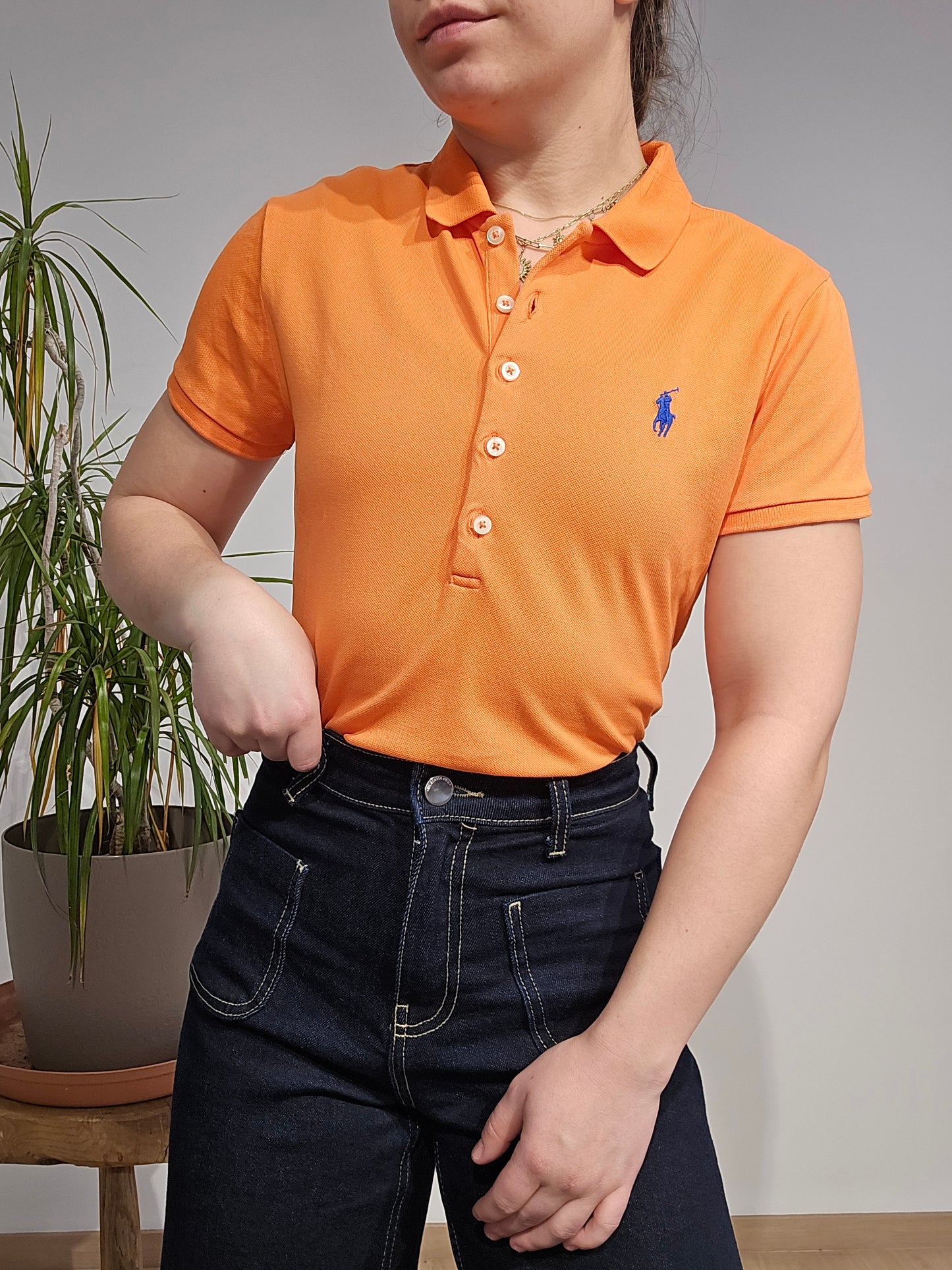 Polo en coton orange - S