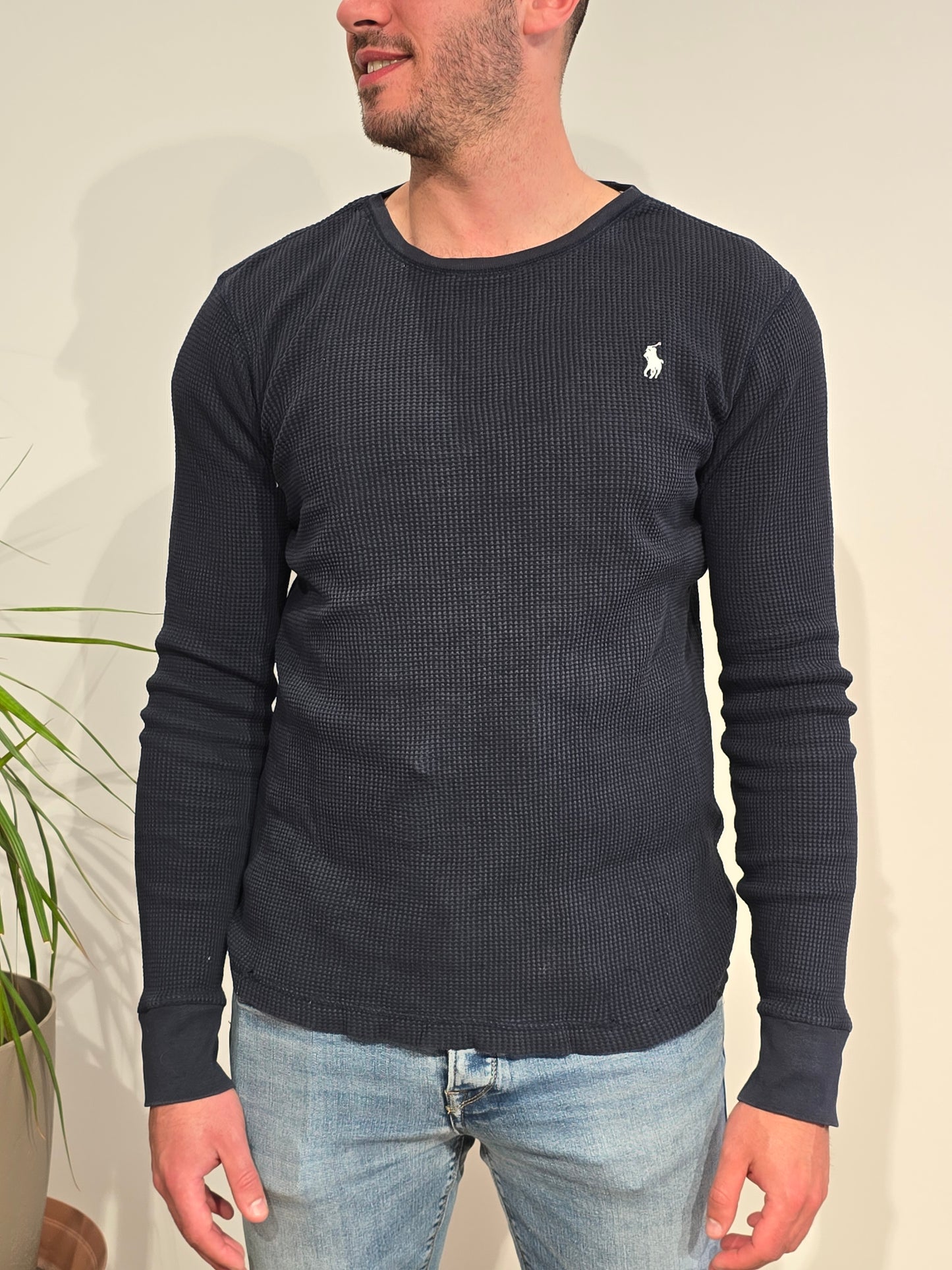 Pull léger en coton marine - M