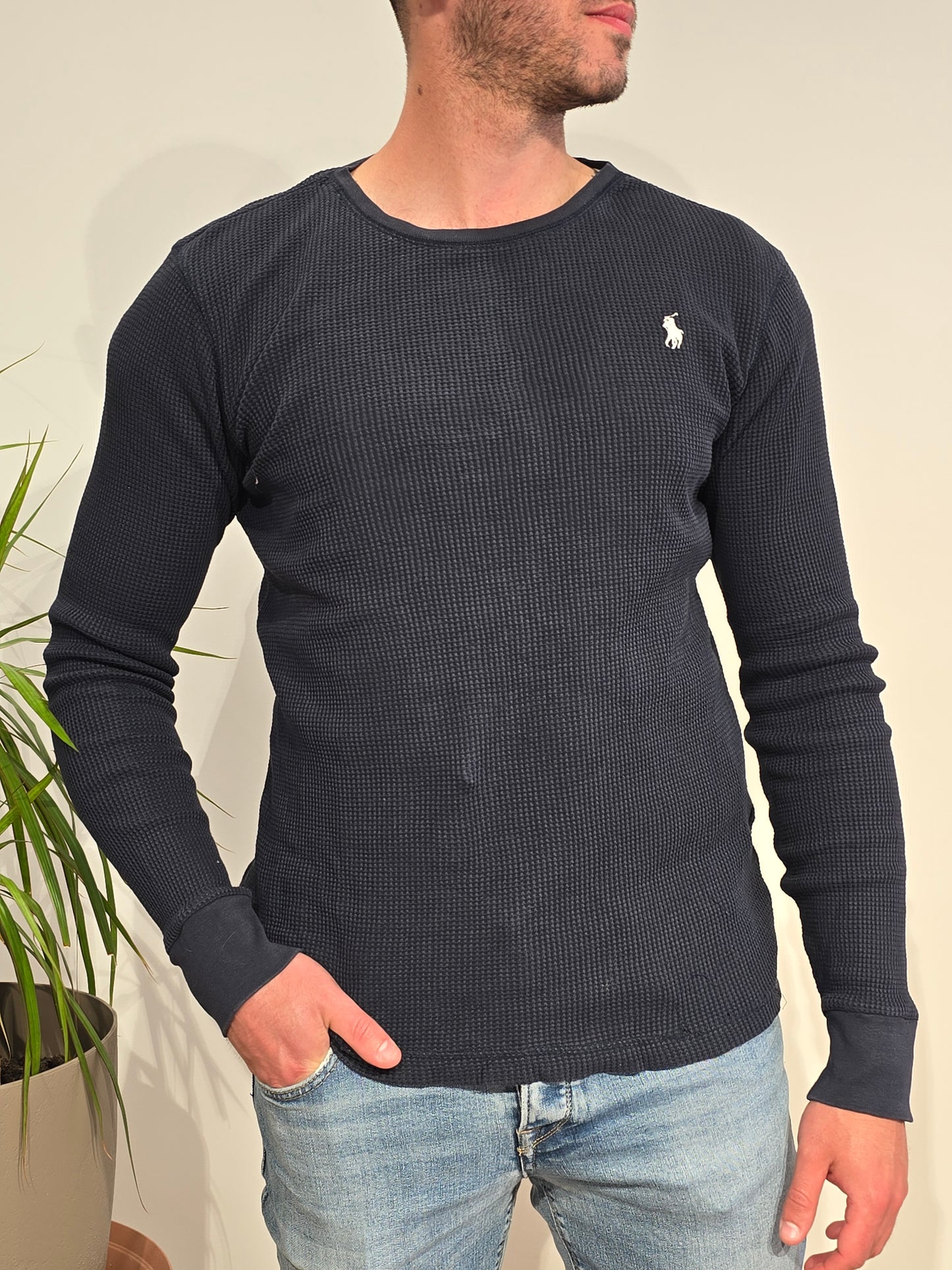 Pull léger en coton marine - M
