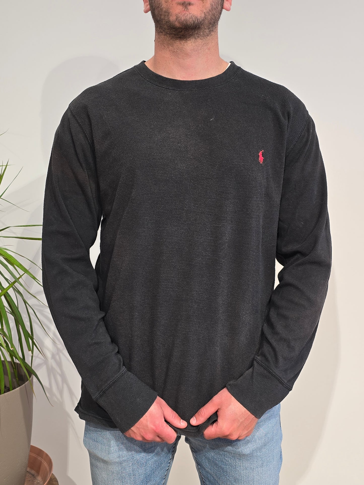 Pull léger en coton noir - XL