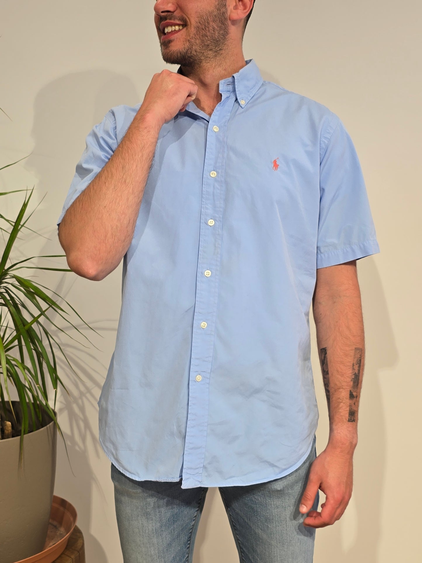 Chemise coupe classic fit en coton bleu ciel - L
