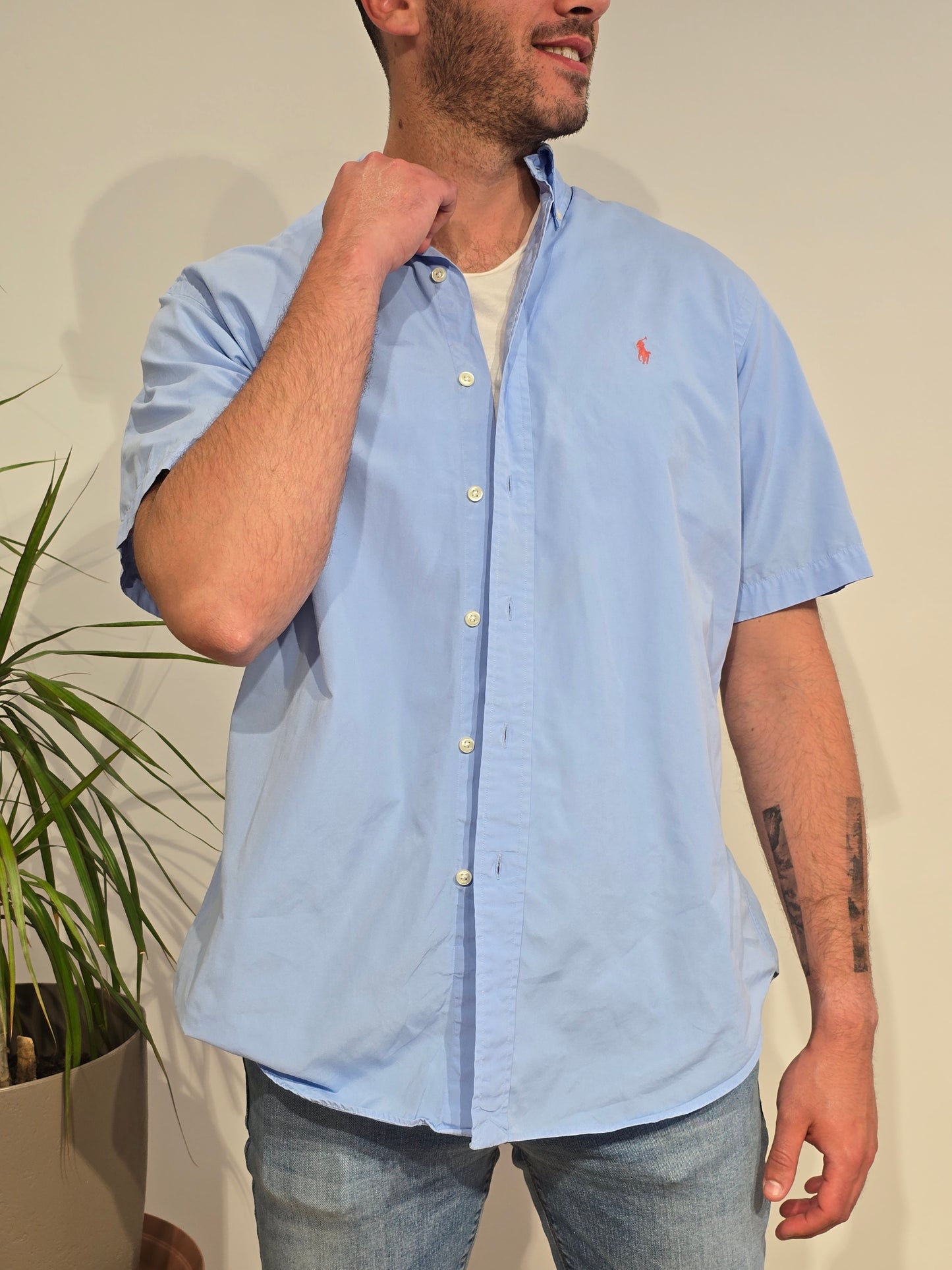 Chemise coupe classic fit en coton bleu ciel - L