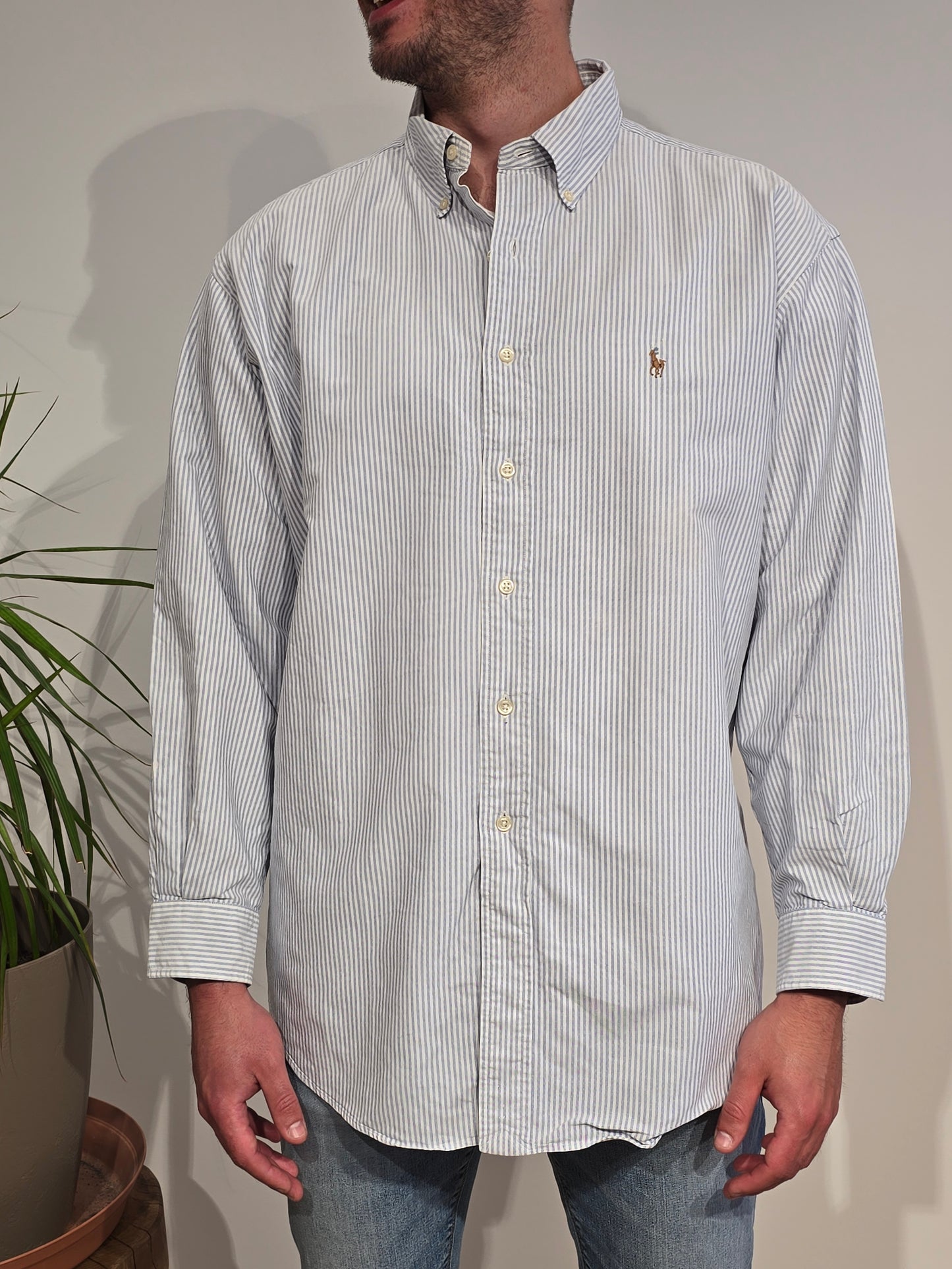 Chemise oxford en coton à rayures bleu ciel - XL