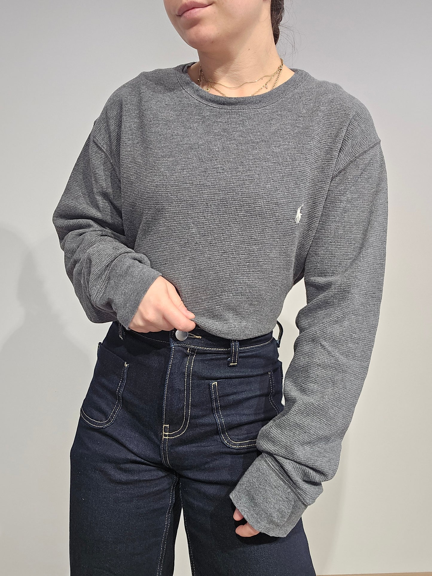 Pull léger en coton gris - XL
