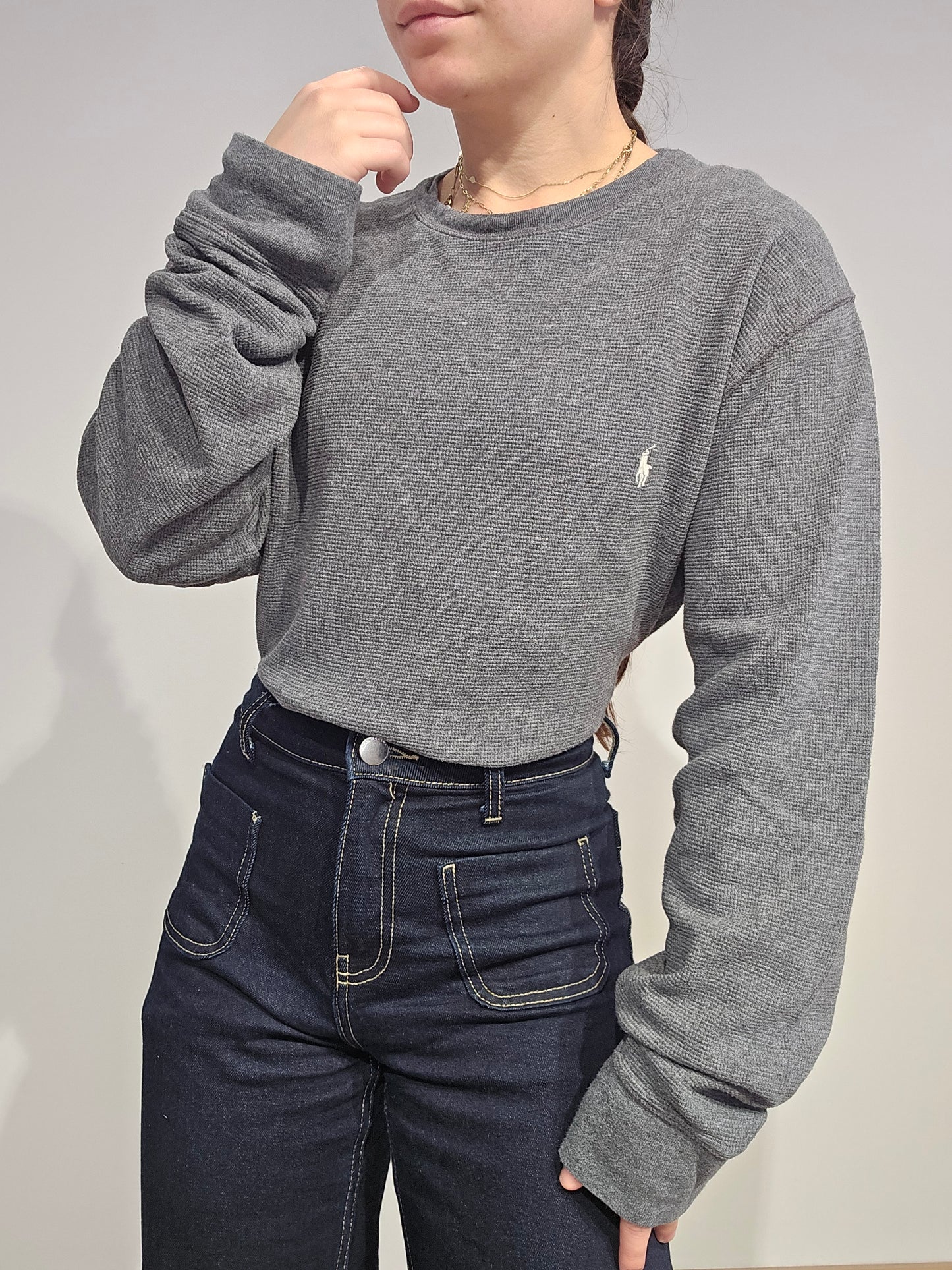 Pull léger en coton gris - XL