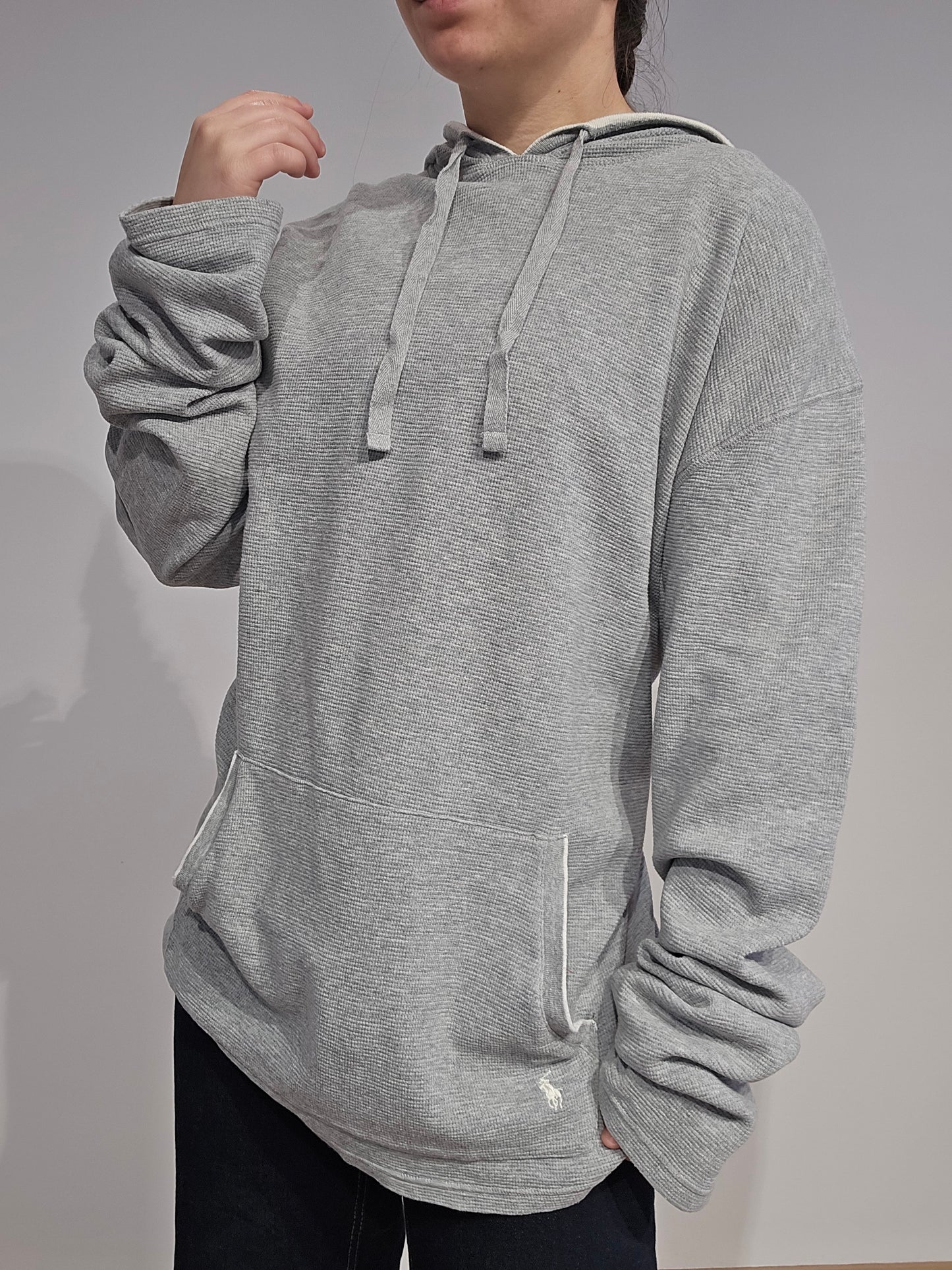 Sweat à capuche léger en coton gris - XL