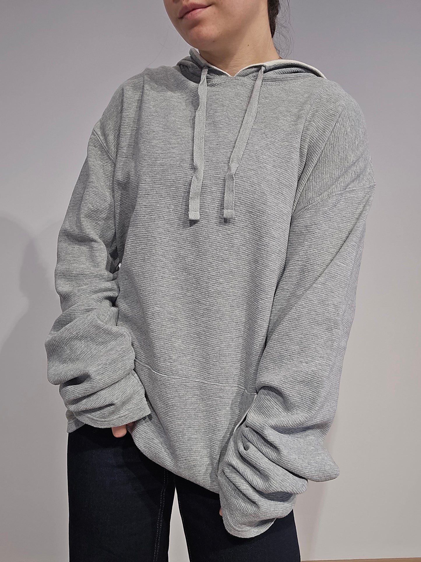 Sweat à capuche léger en coton gris - XL