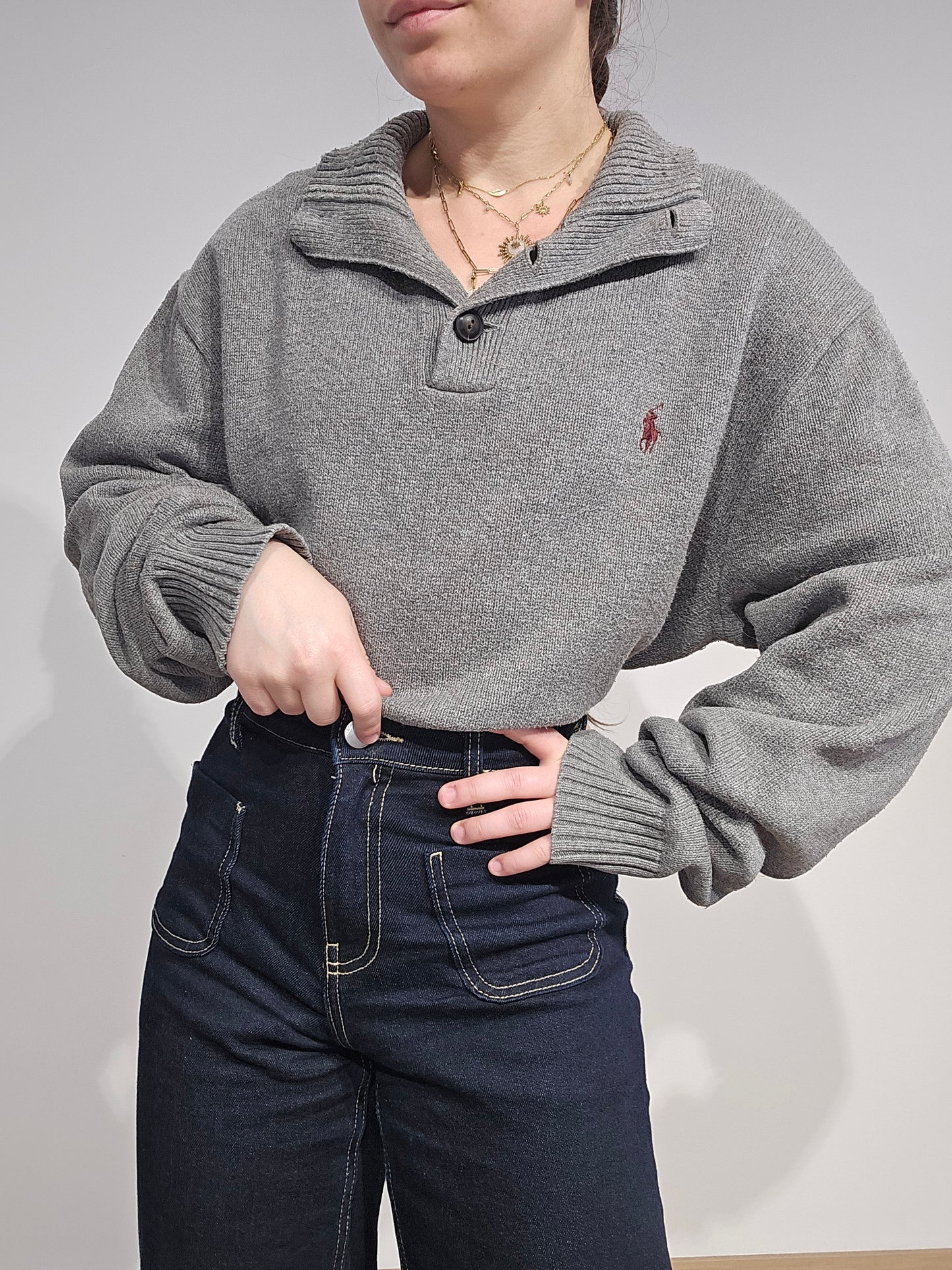 Pull en coton gris - XL