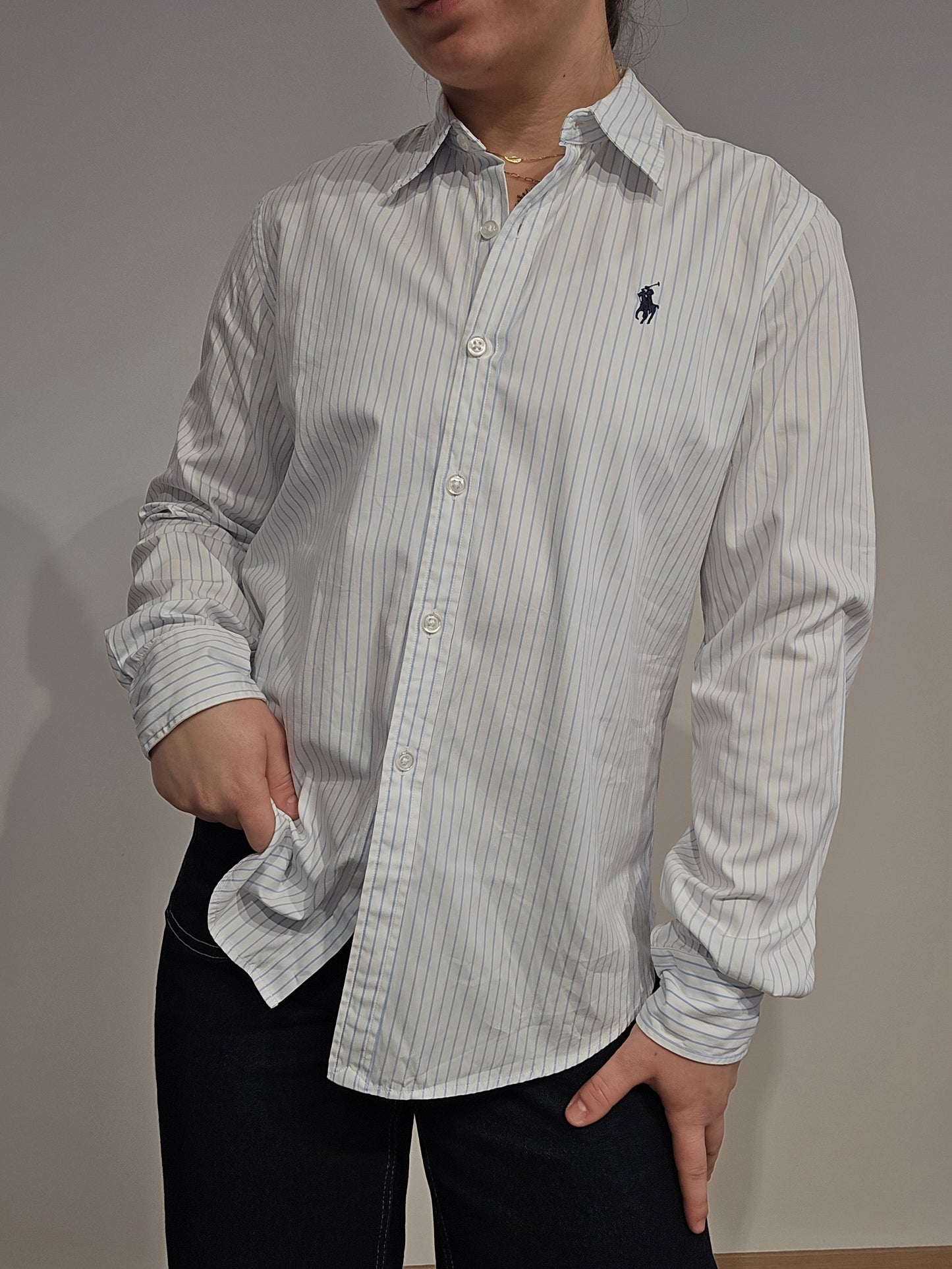 Chemise en coton blanc à rayures - XS/S