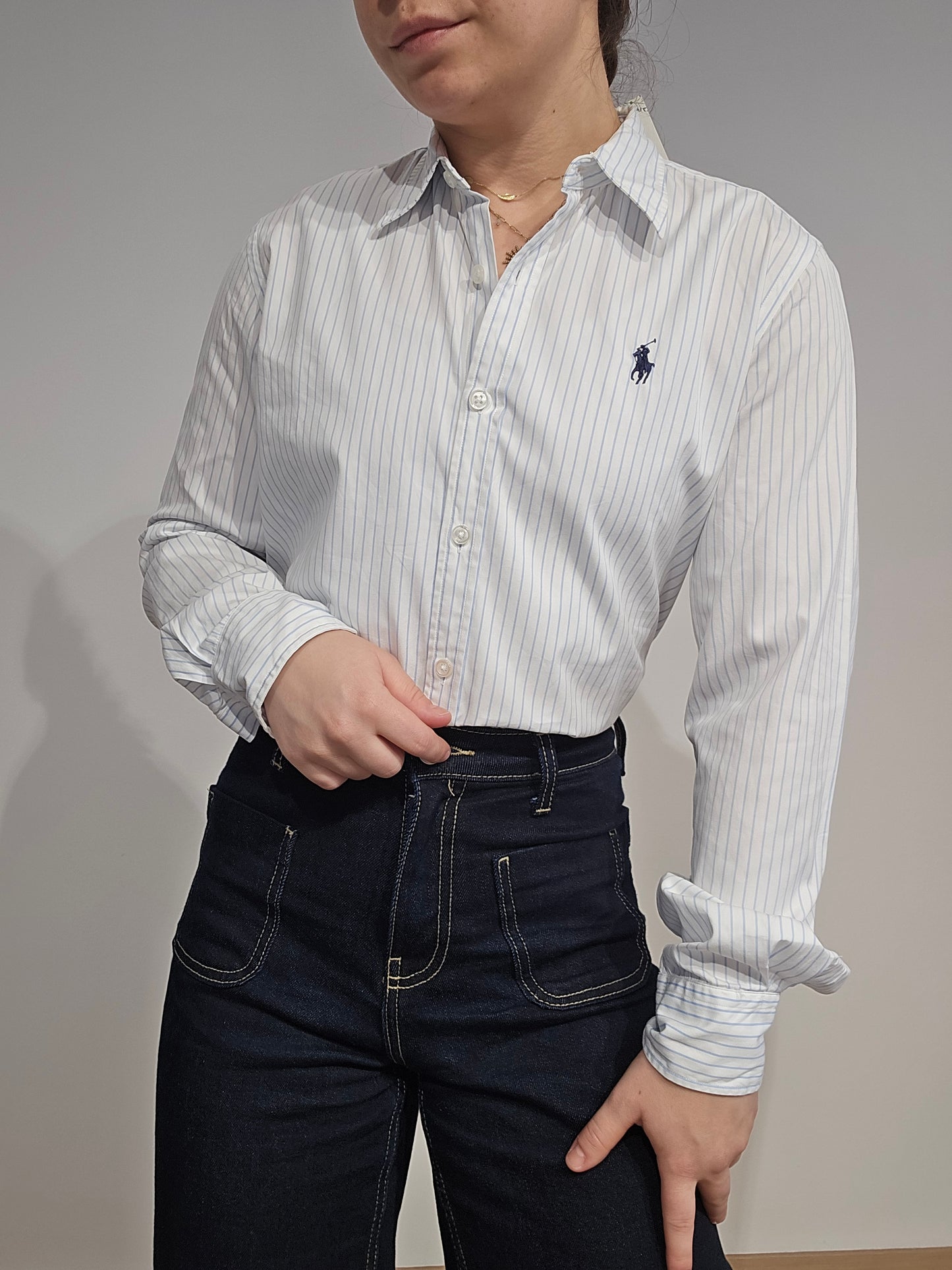 Chemise en coton blanc à rayures - XS/S
