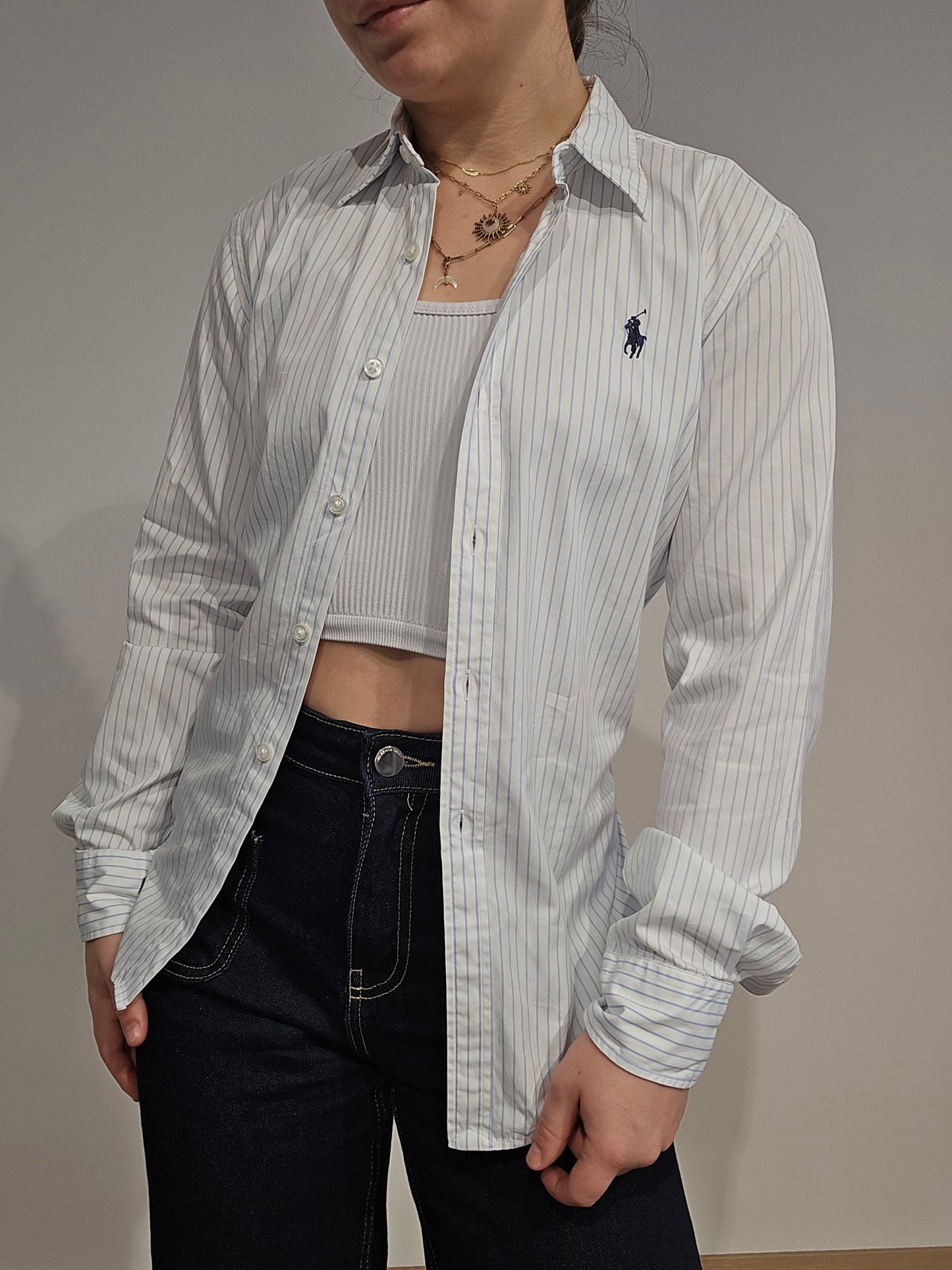 Chemise en coton blanc à rayures - XS/S