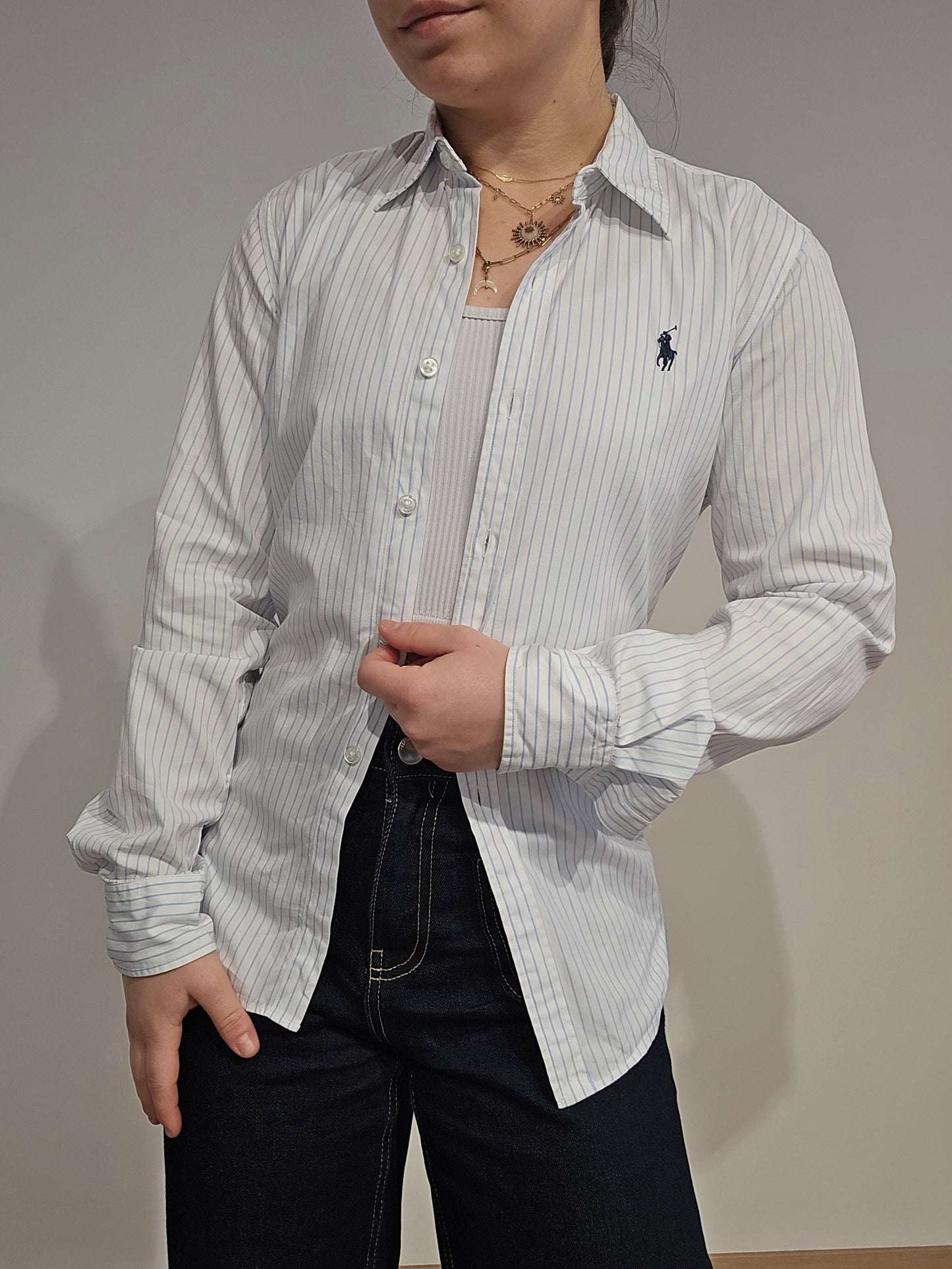 Chemise en coton blanc à rayures - XS/S