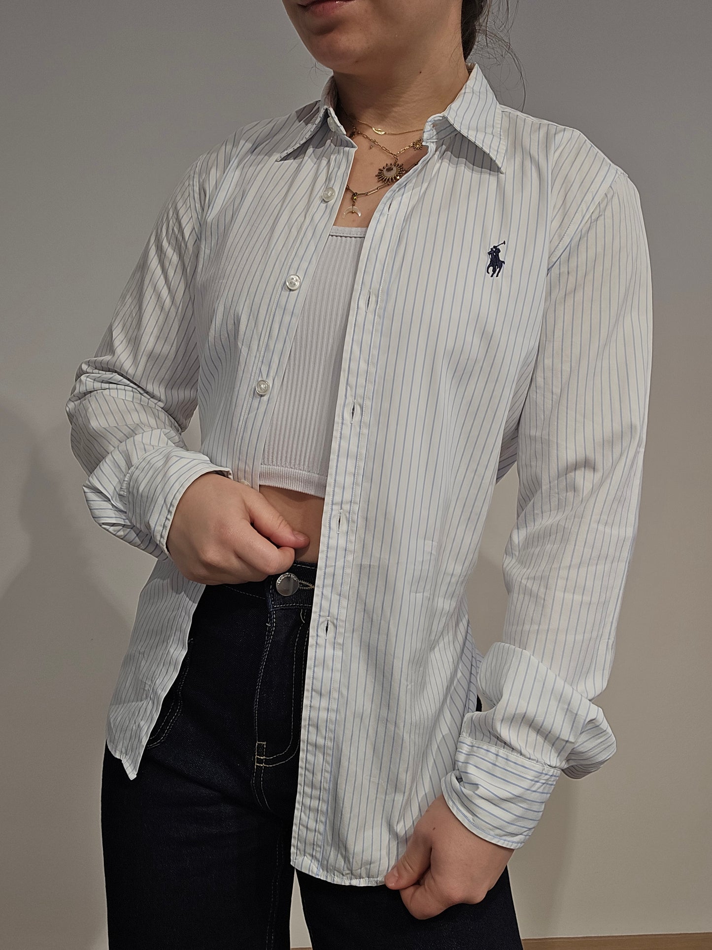 Chemise en coton blanc à rayures - XS/S