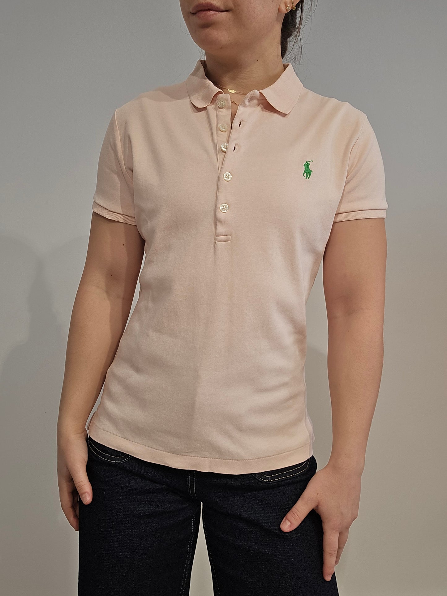 Polo en coton rose pâle - S