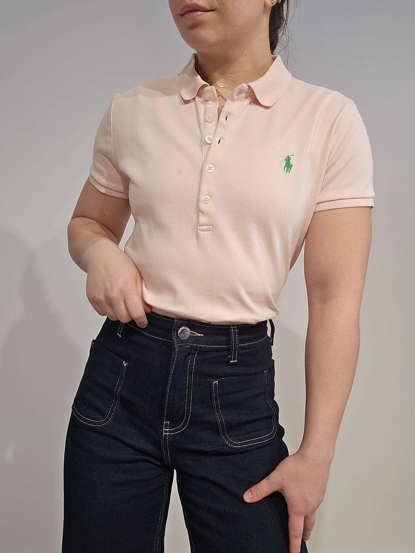 Polo en coton rose pâle - S