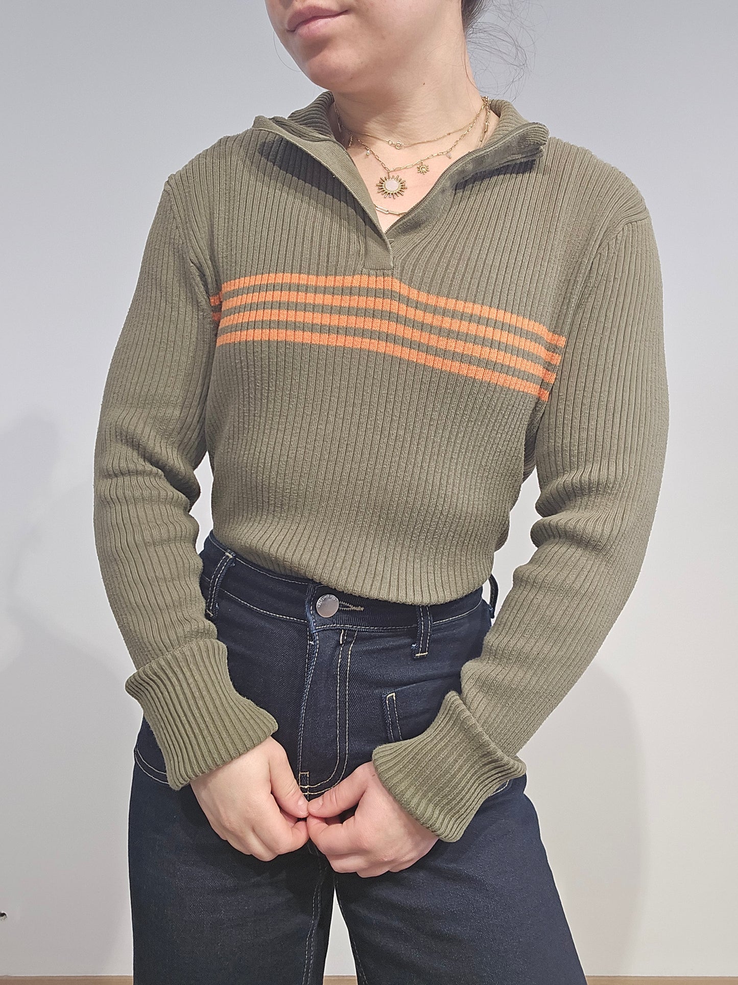 Pull camionneur en coton vert - M