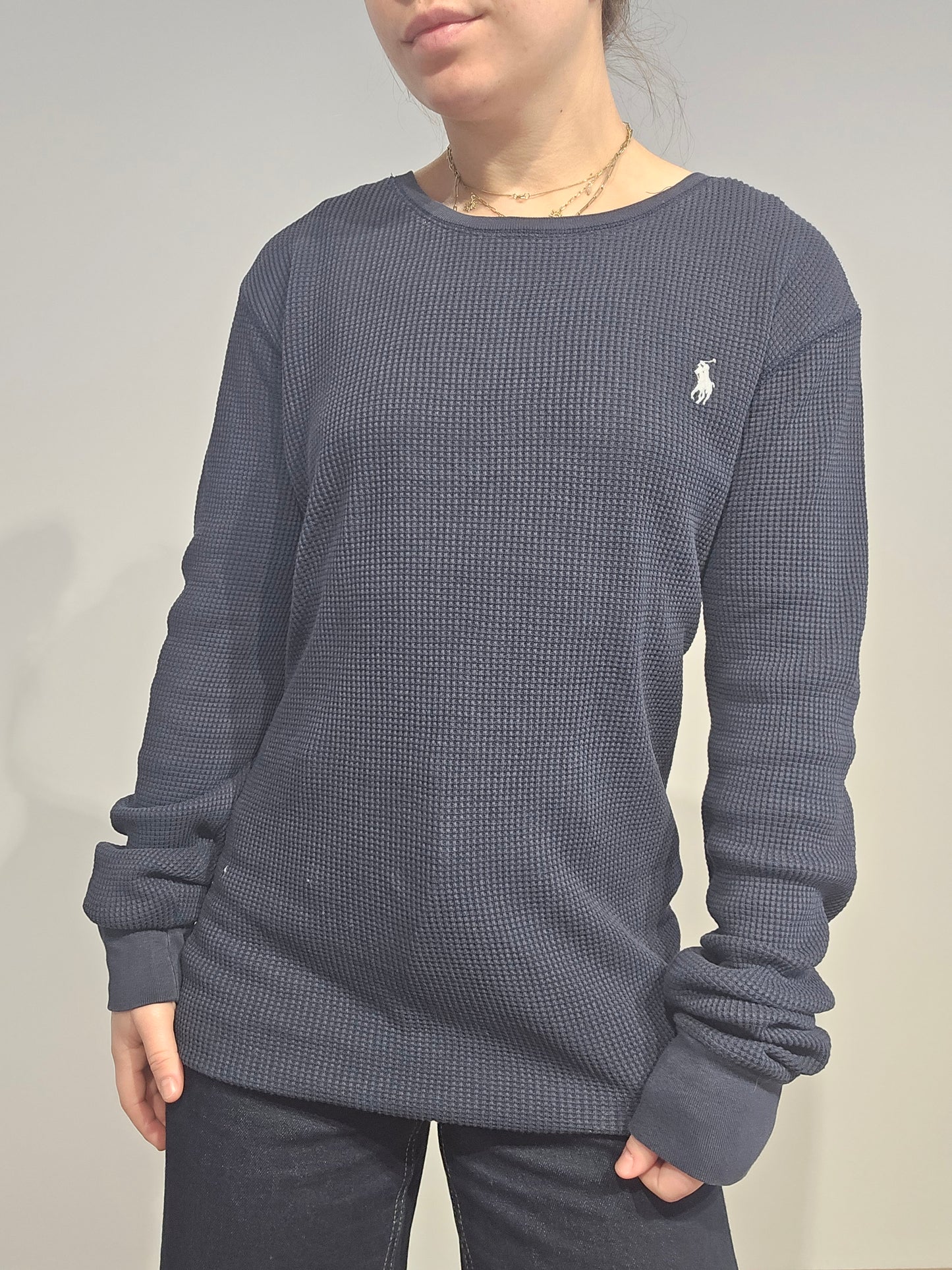 Pull léger en coton marine - M
