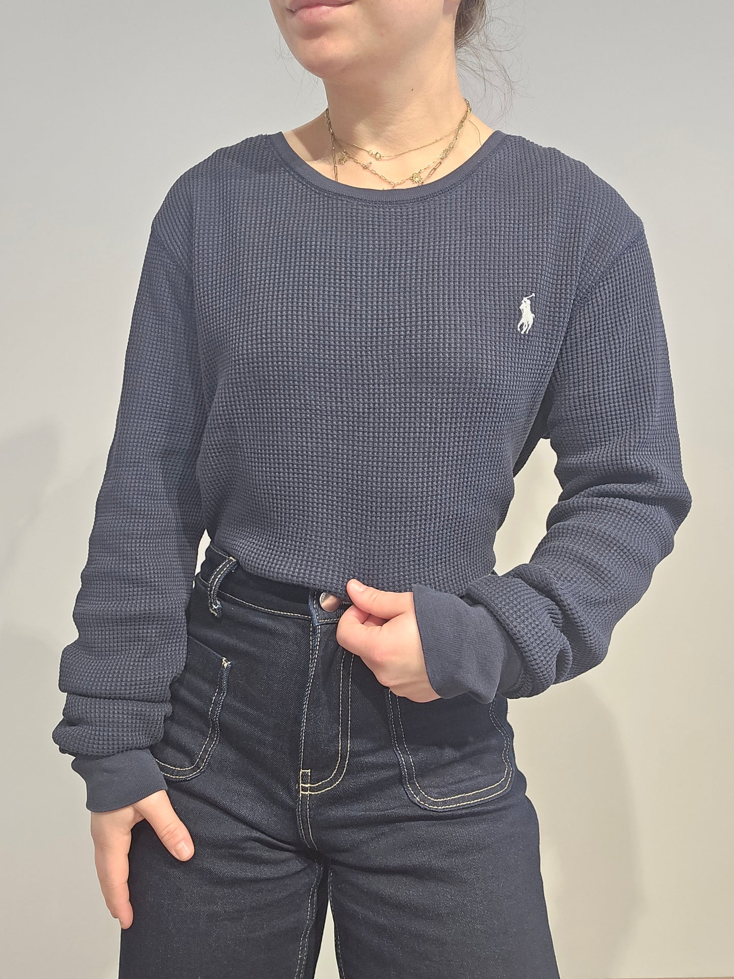 Pull léger en coton marine - M