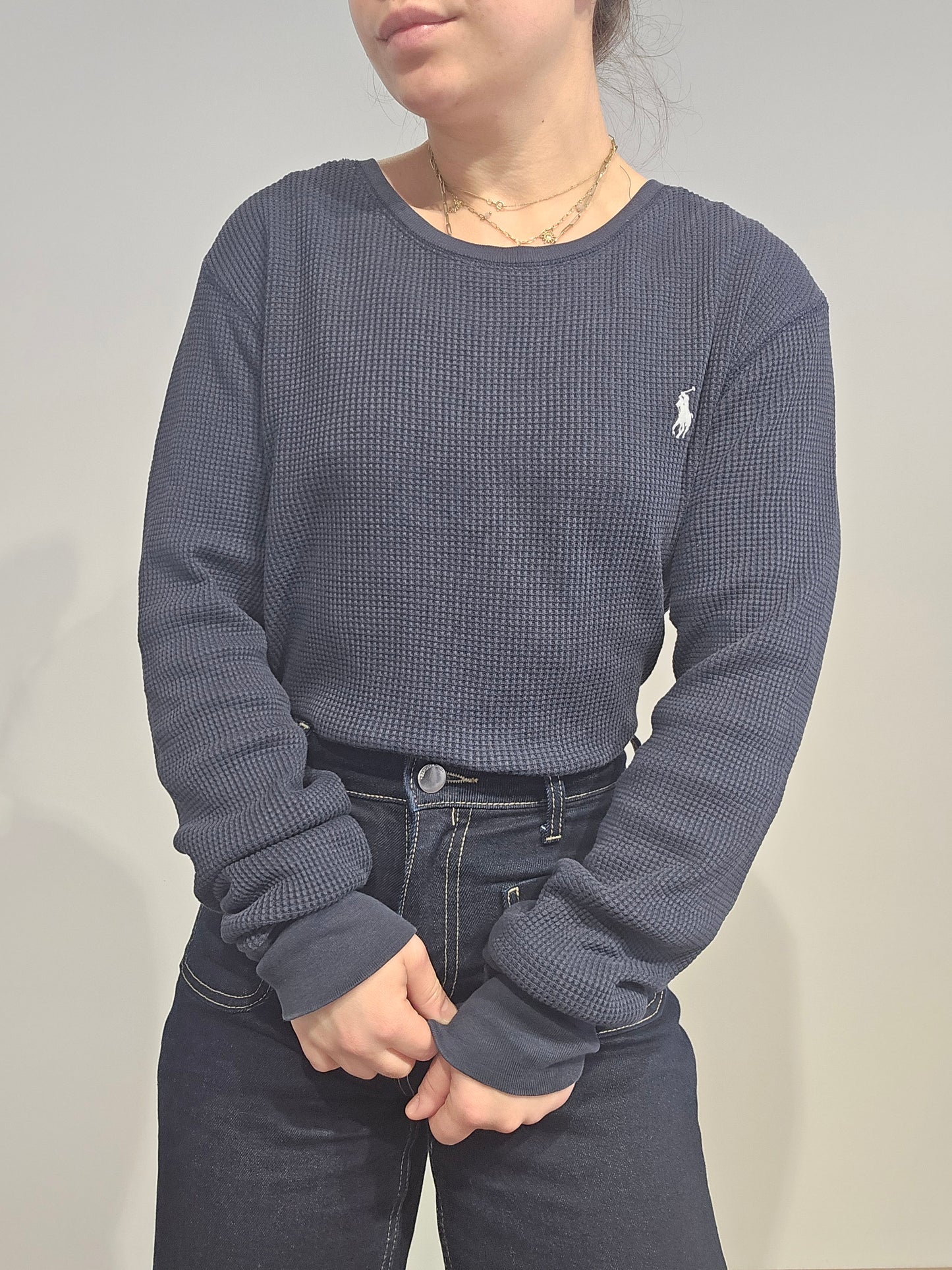 Pull léger en coton marine - M
