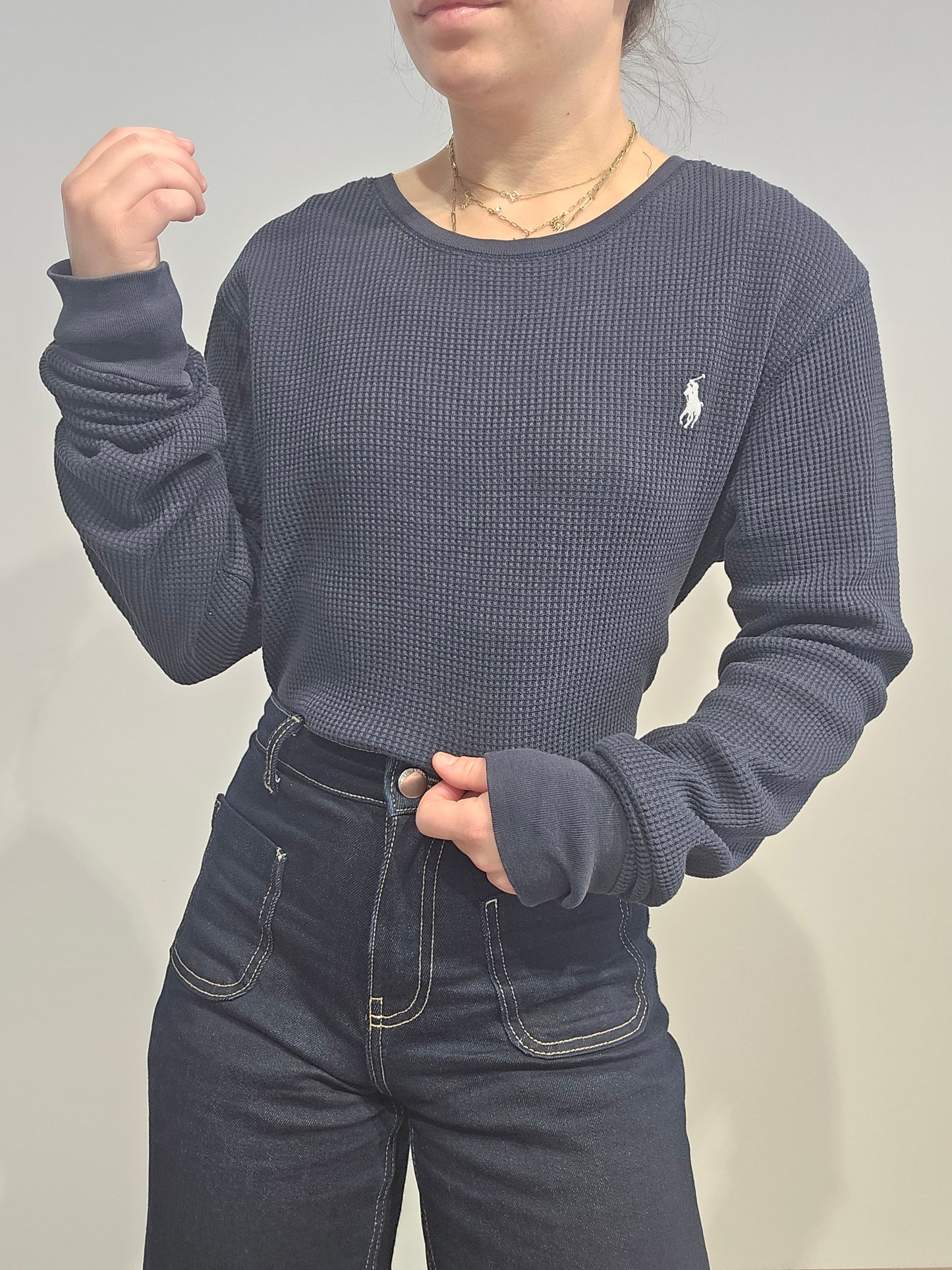 Pull léger en coton marine - M