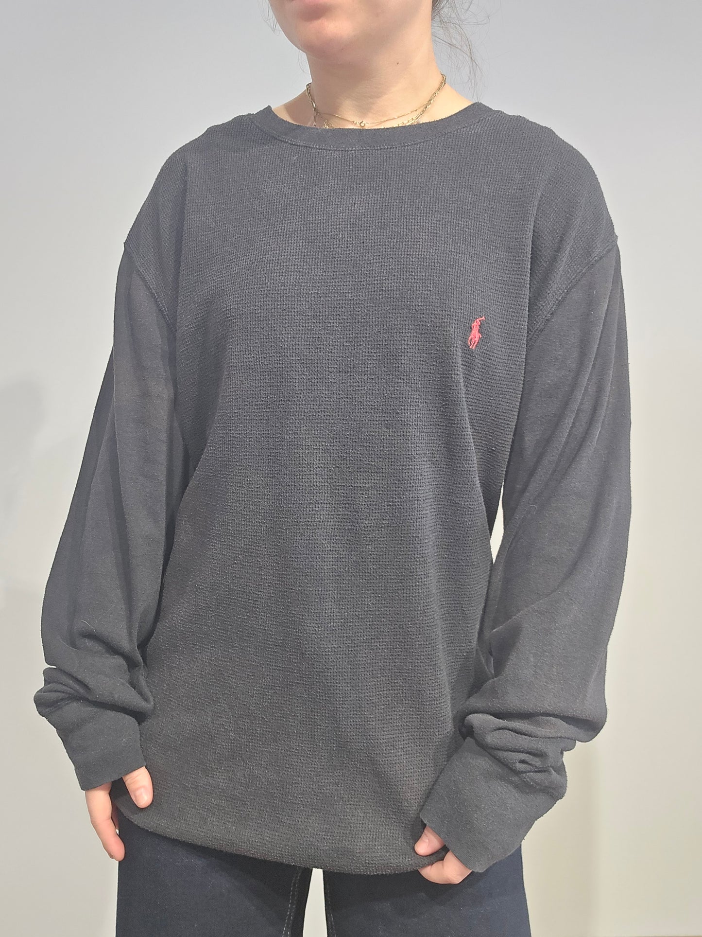 Pull léger en coton noir - XL