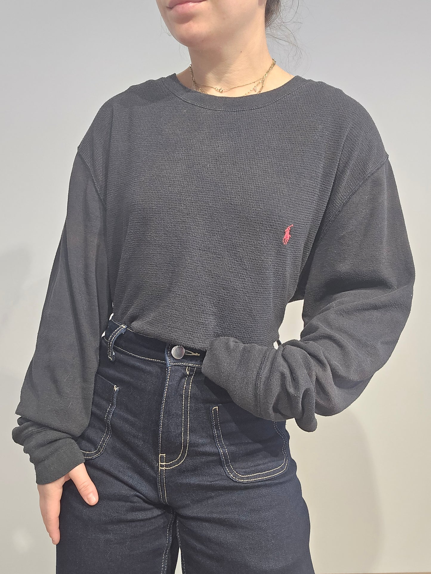 Pull léger en coton noir - XL
