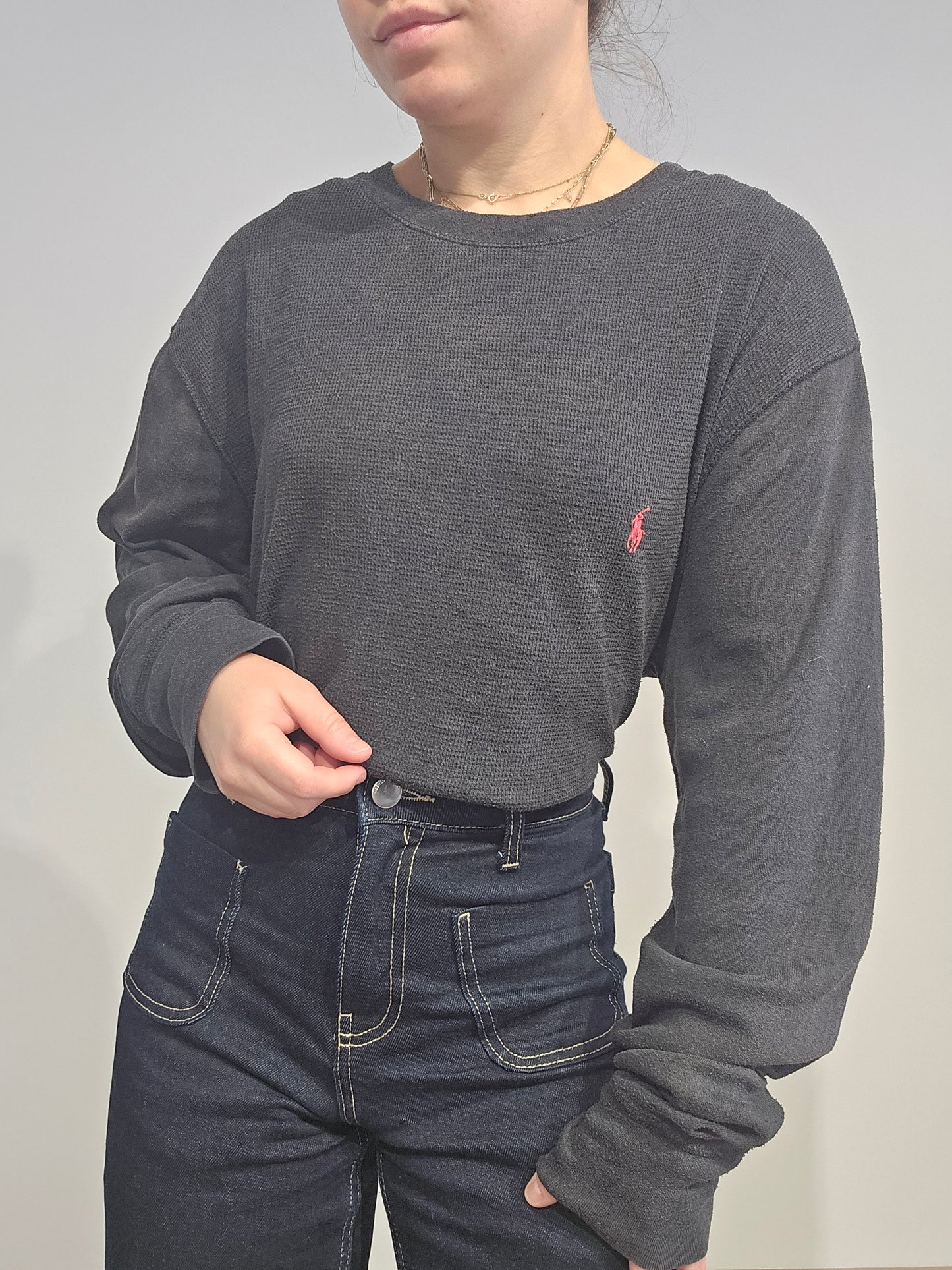 Pull léger en coton noir - XL